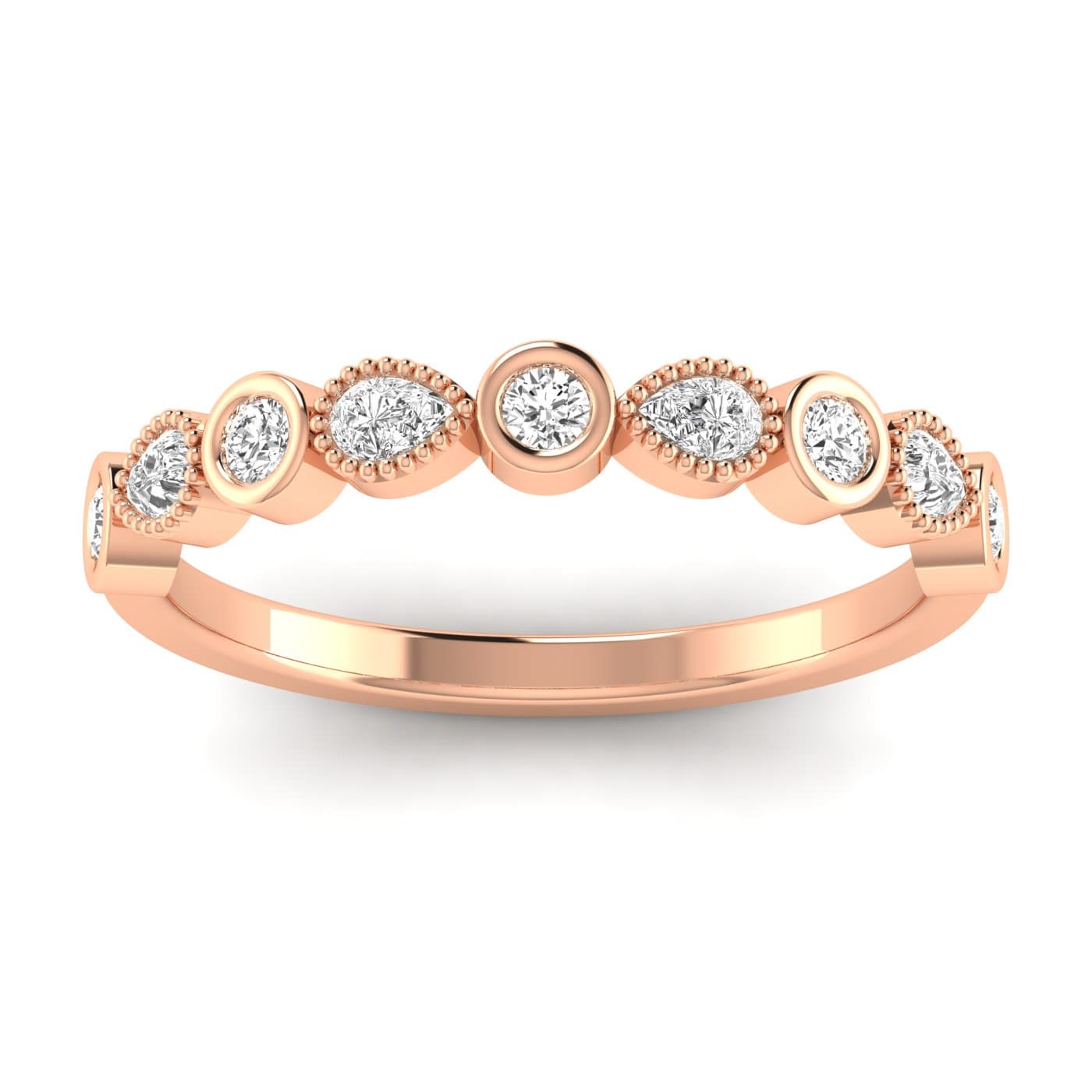 Round Pear Half Band Stack (0.3 ct. tw.), Front view in rose gold