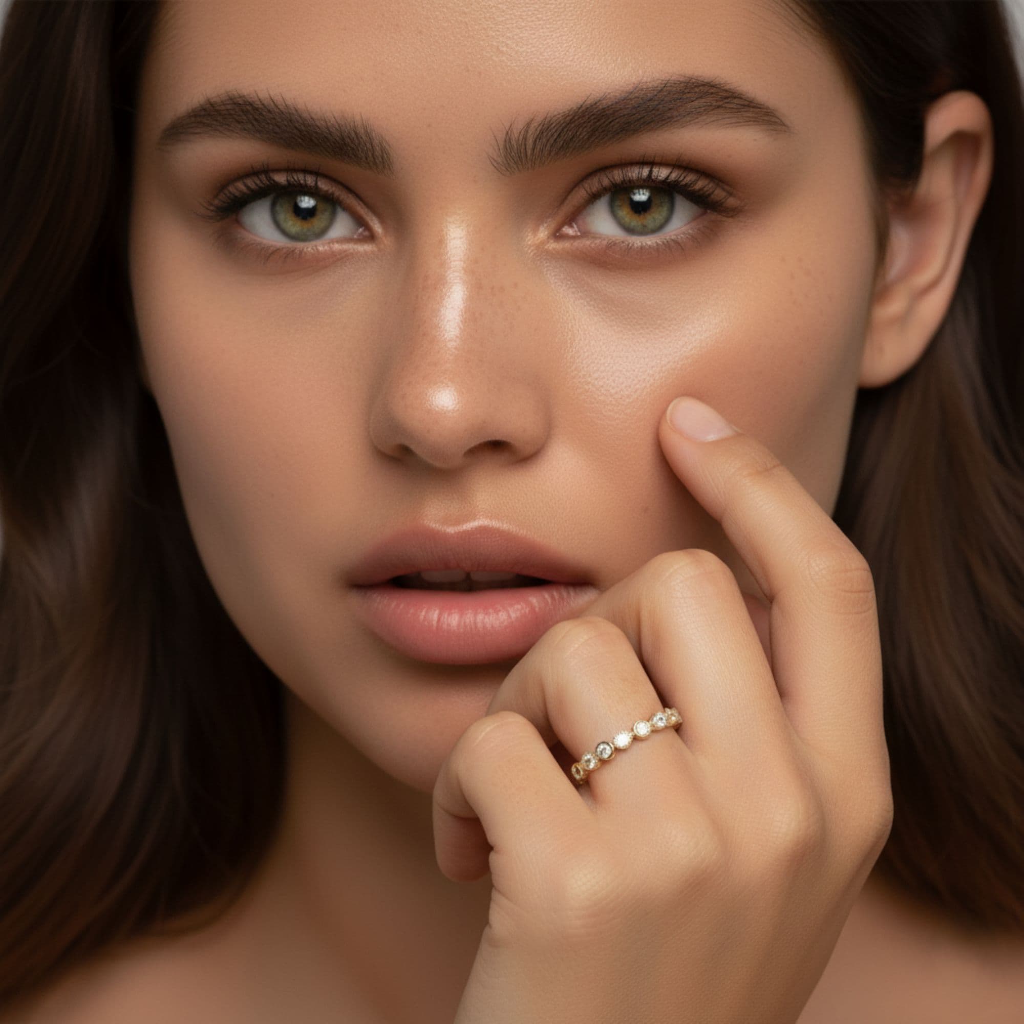 Round Pear Half Band Stack (0.3 ct. tw.), Angle view in yellow gold