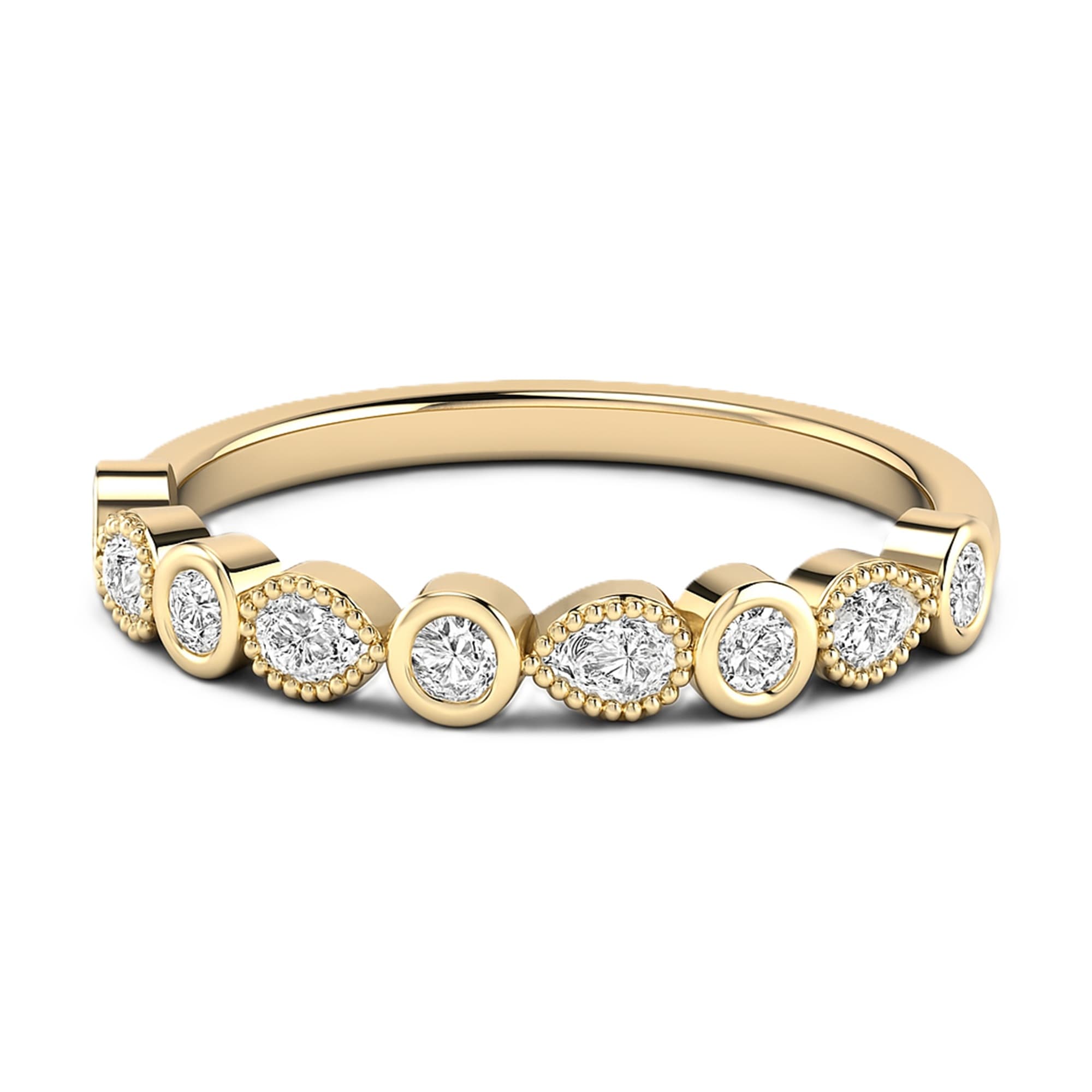 Round Pear Half Band Stack (0.3 ct. tw.), On hand view in yellow gold