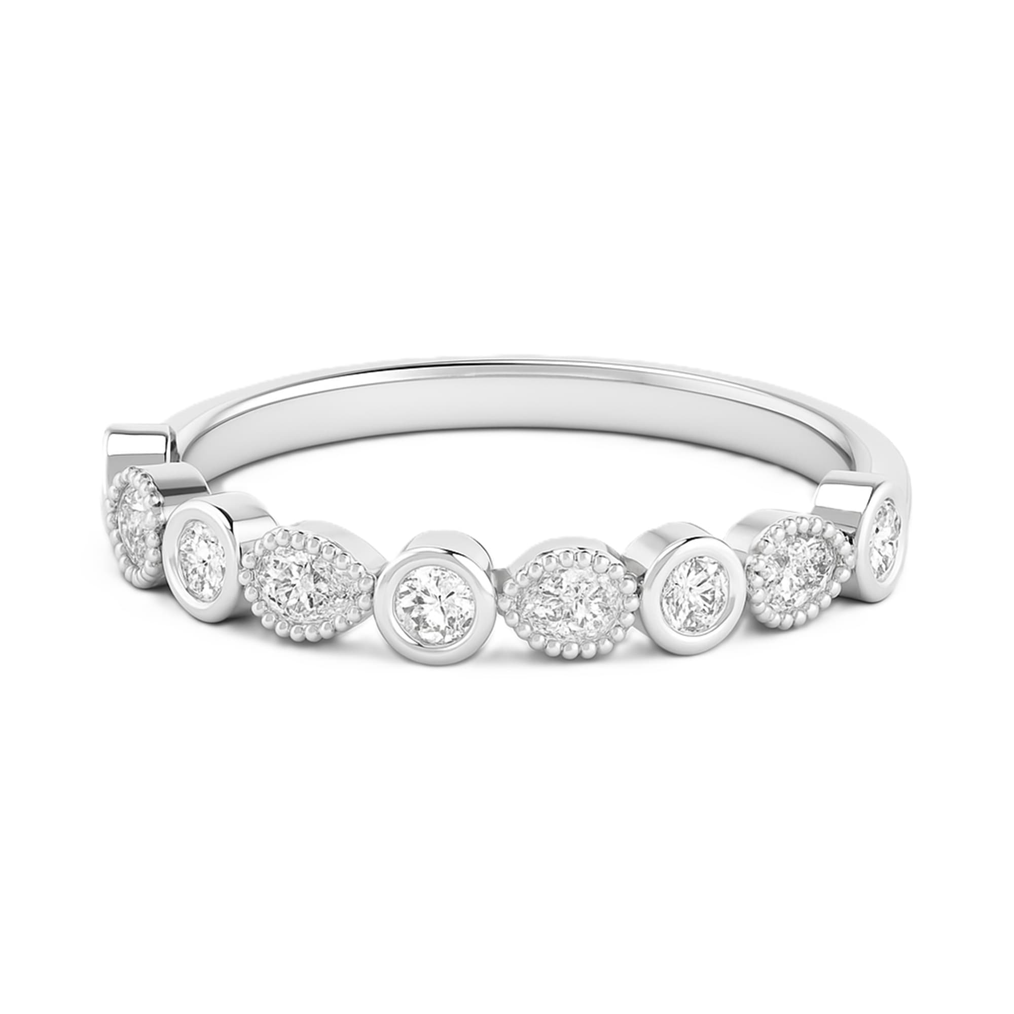 Round Pear Half Band Stack (0.3 ct. tw.), On hand view in white gold or platinum