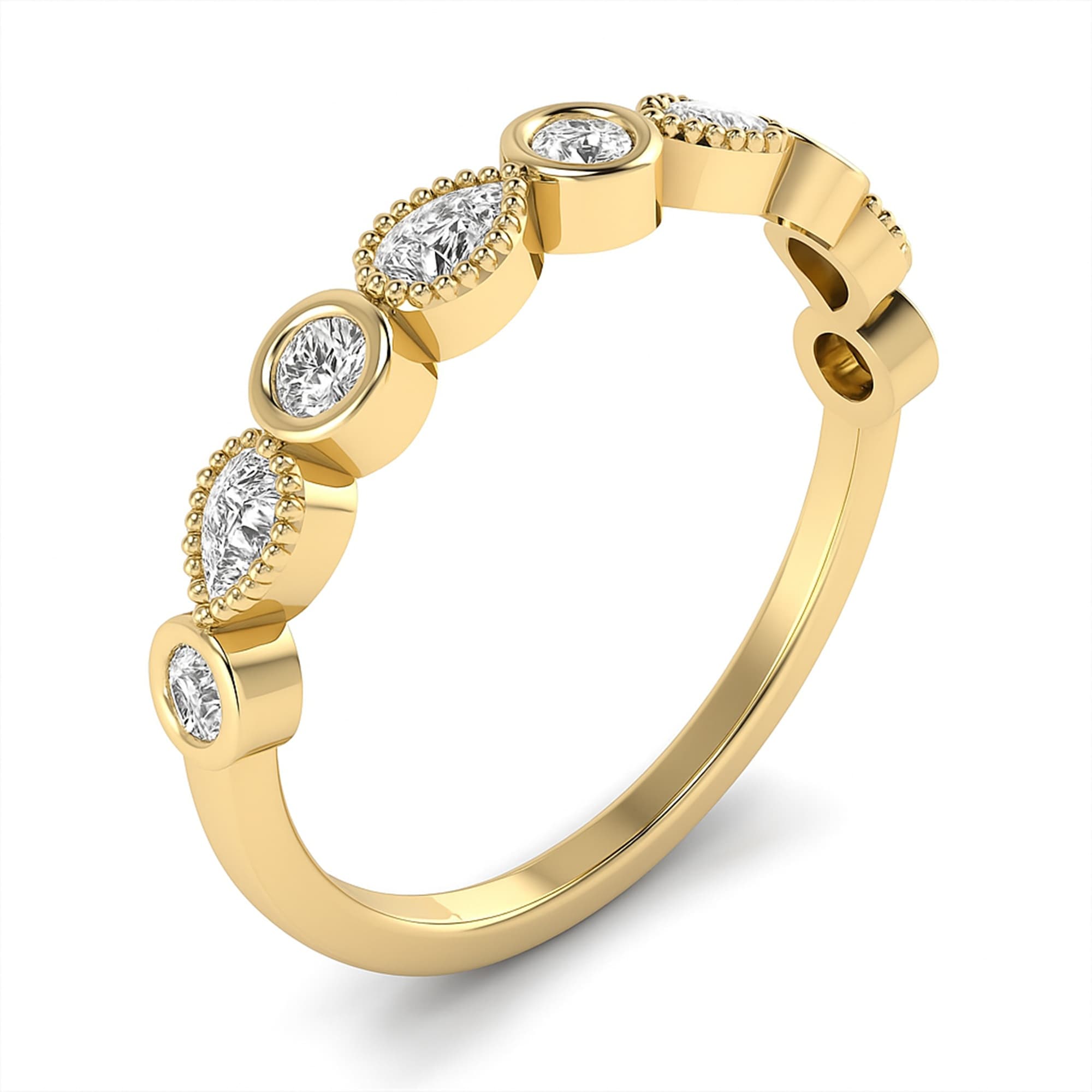 Round Pear Half Band Stack (0.3 ct. tw.), Top view in yellow gold
