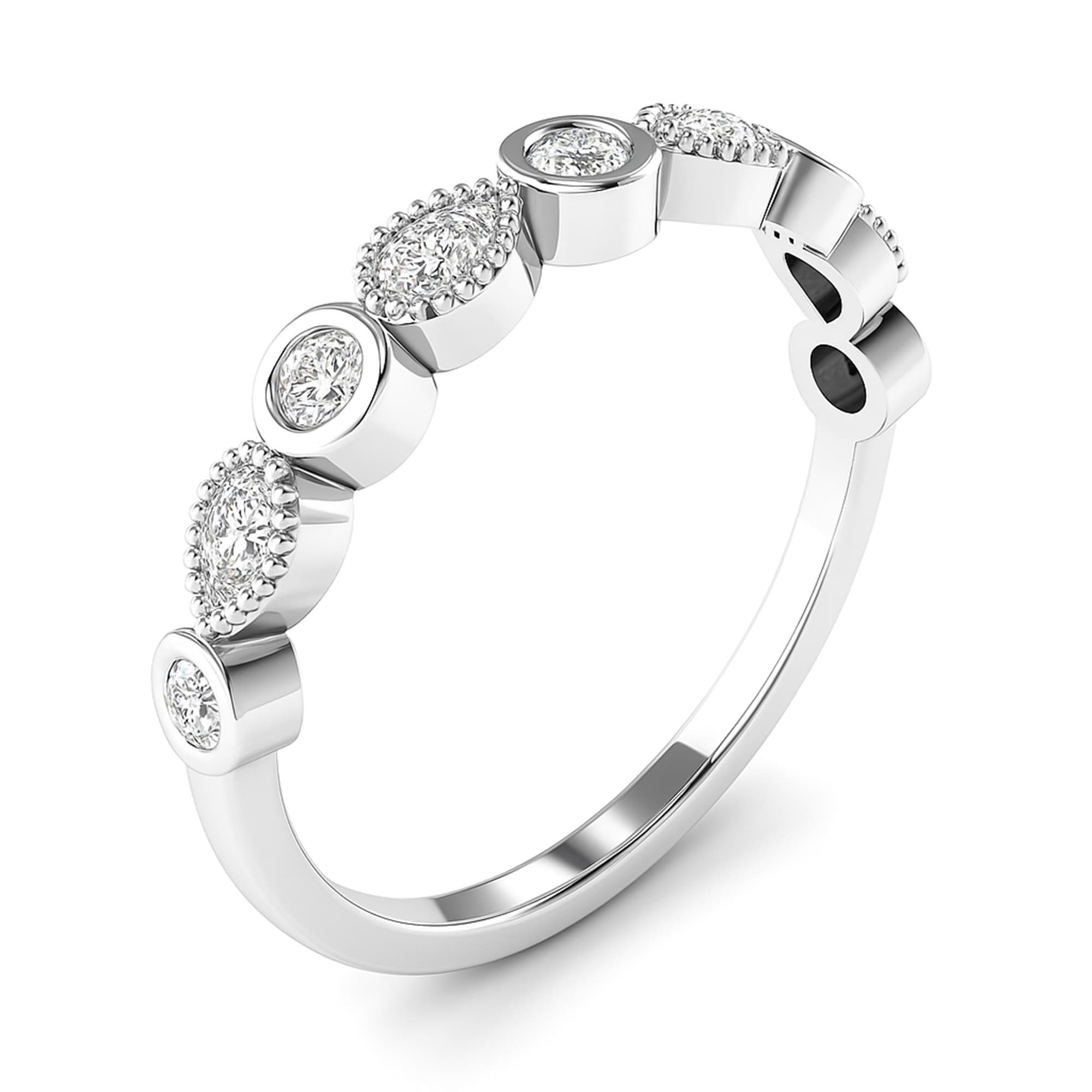 Round Pear Half Band Stack (0.3 ct. tw.), Top view in white gold or platinum