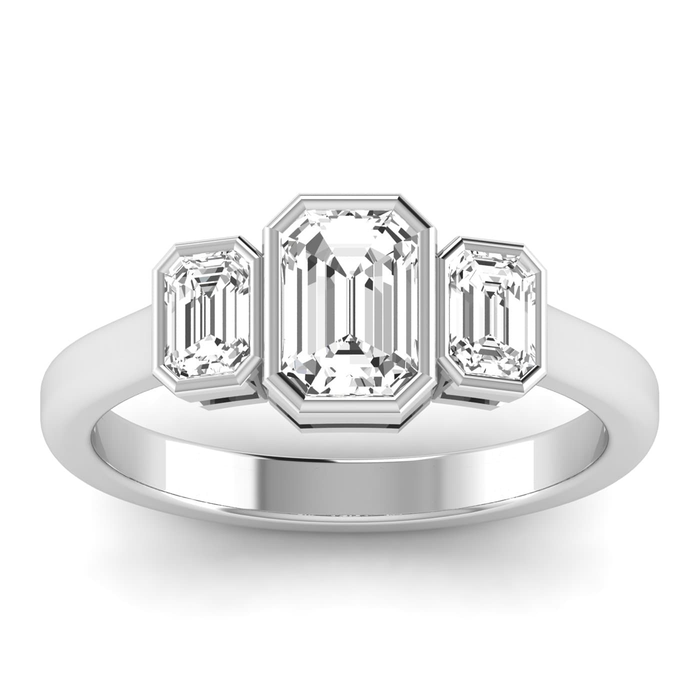 3 Stone Emerald Ring — View 1