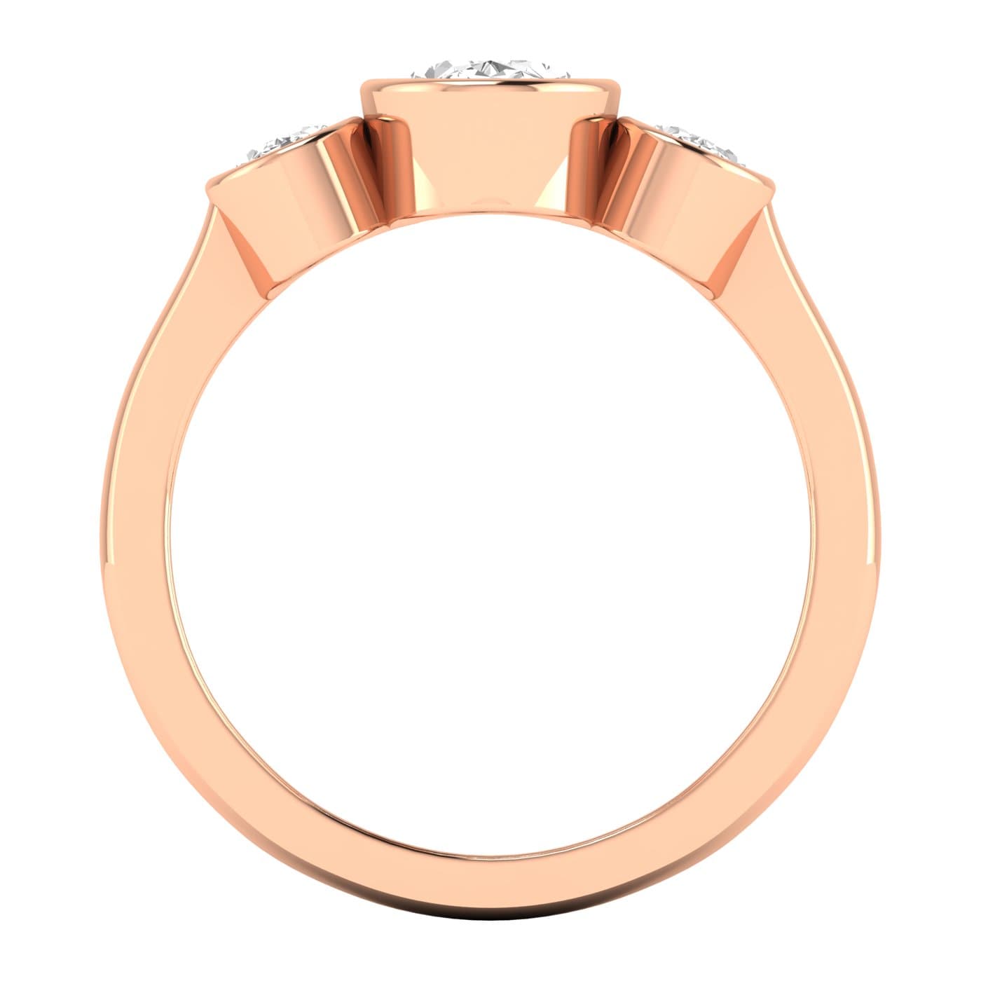 3 Stone Oval Ring, style L0225R, Side view in rose gold