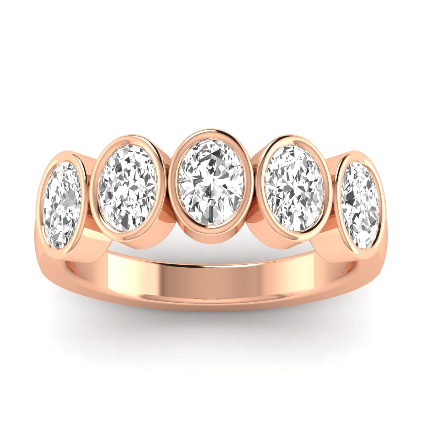 5 Stone Oval Ring (1 1/2 ct. tw.), Front view in rose gold