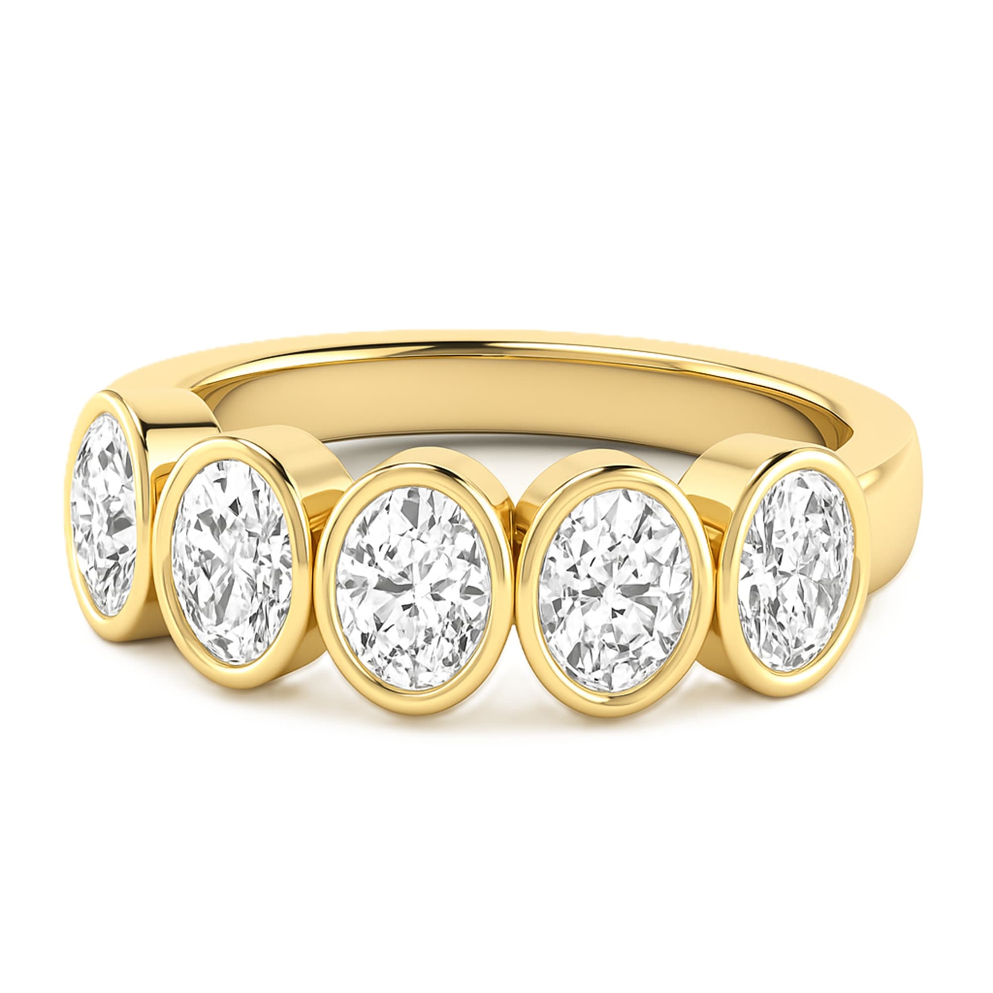 5 Stone Oval Ring (1 1/2 ct. tw.), On hand view in yellow gold