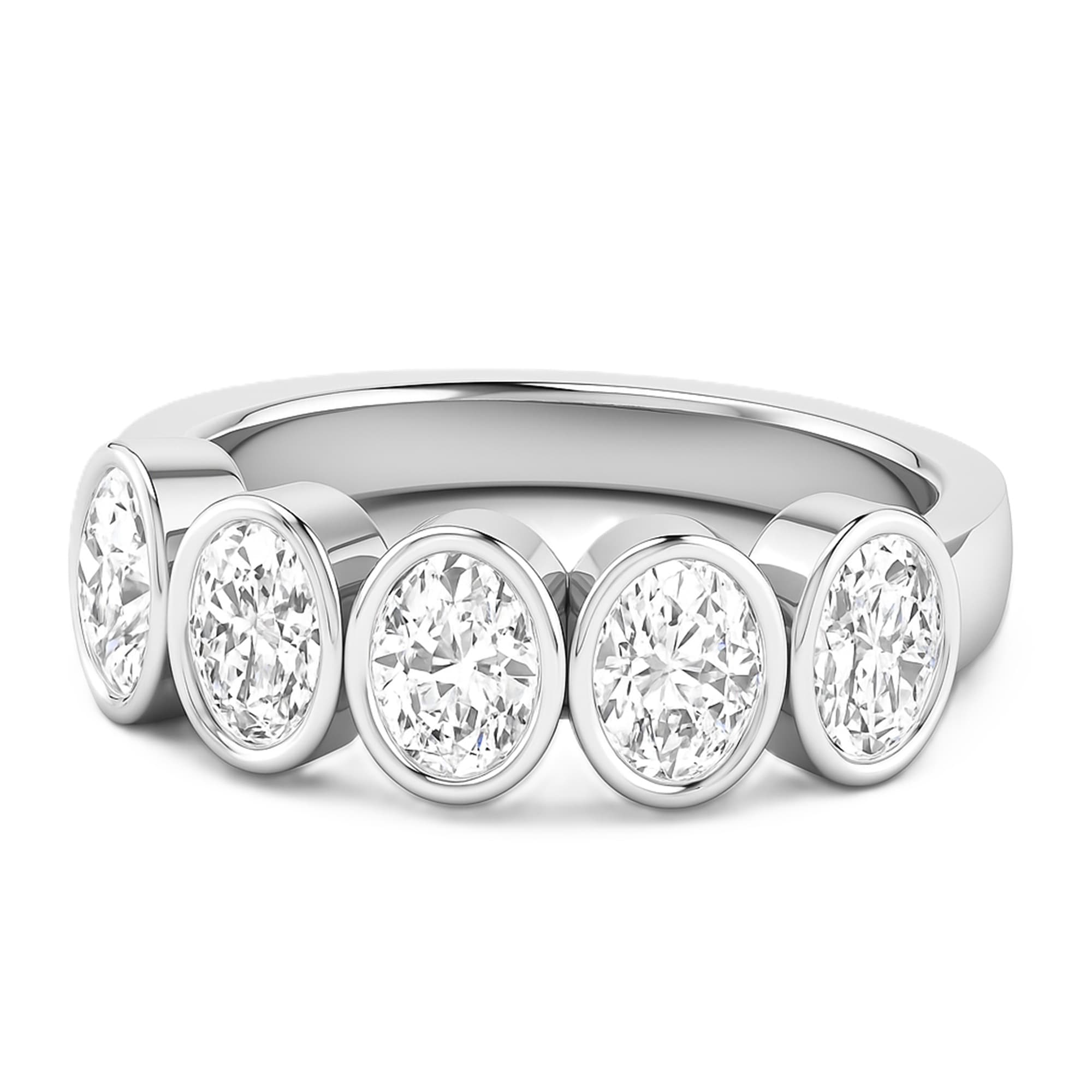 5 Stone Oval Ring (1 1/2 ct. tw.), On hand view in white gold or platinum