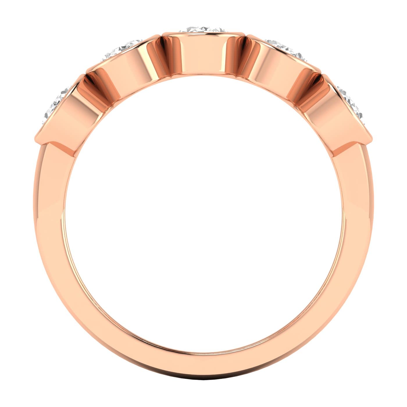 5 Stone Oval Ring (1 1/2 ct. tw.), Side view in rose gold
