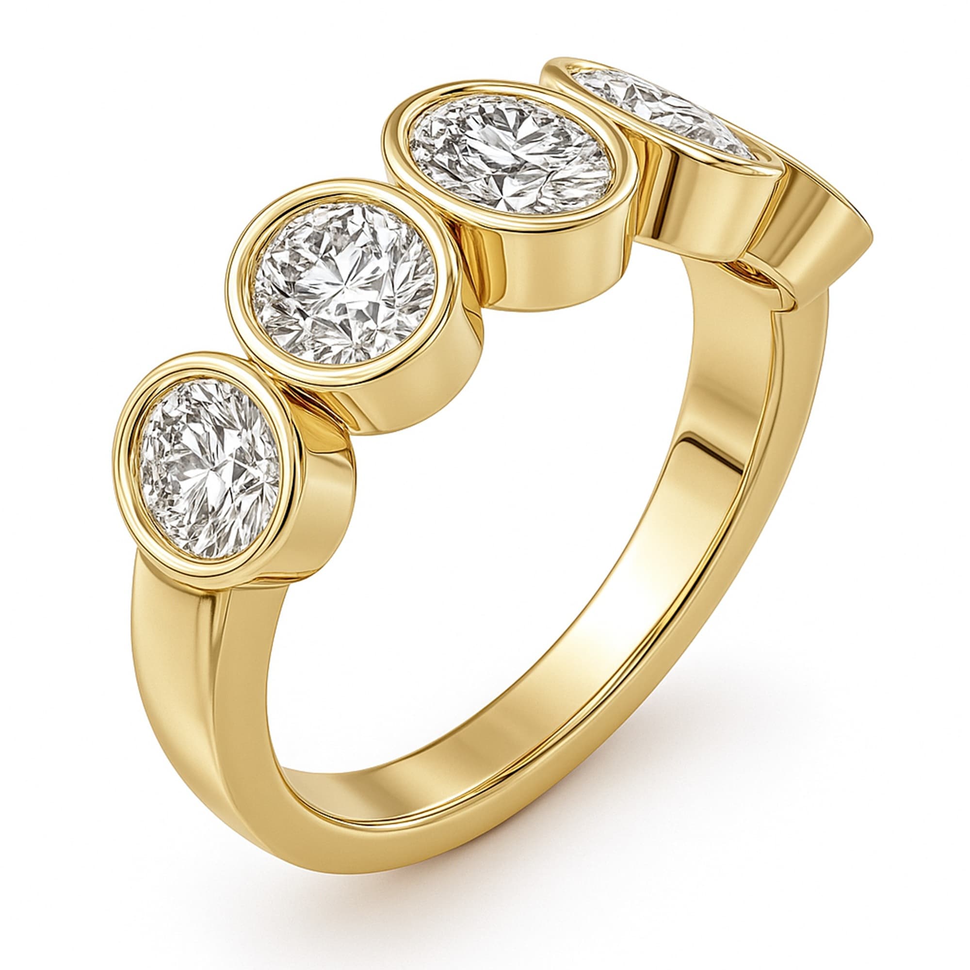 5 Stone Oval Ring (1 1/2 ct. tw.), Top view in yellow gold