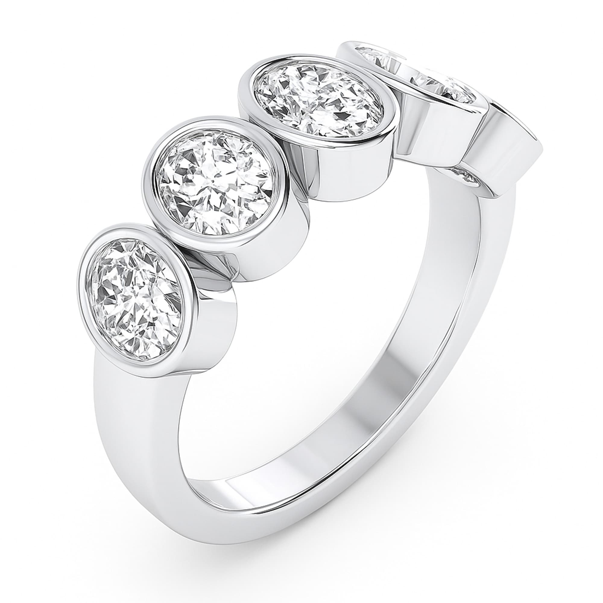 5 Stone Oval Ring (1 1/2 ct. tw.), Top view in white gold or platinum