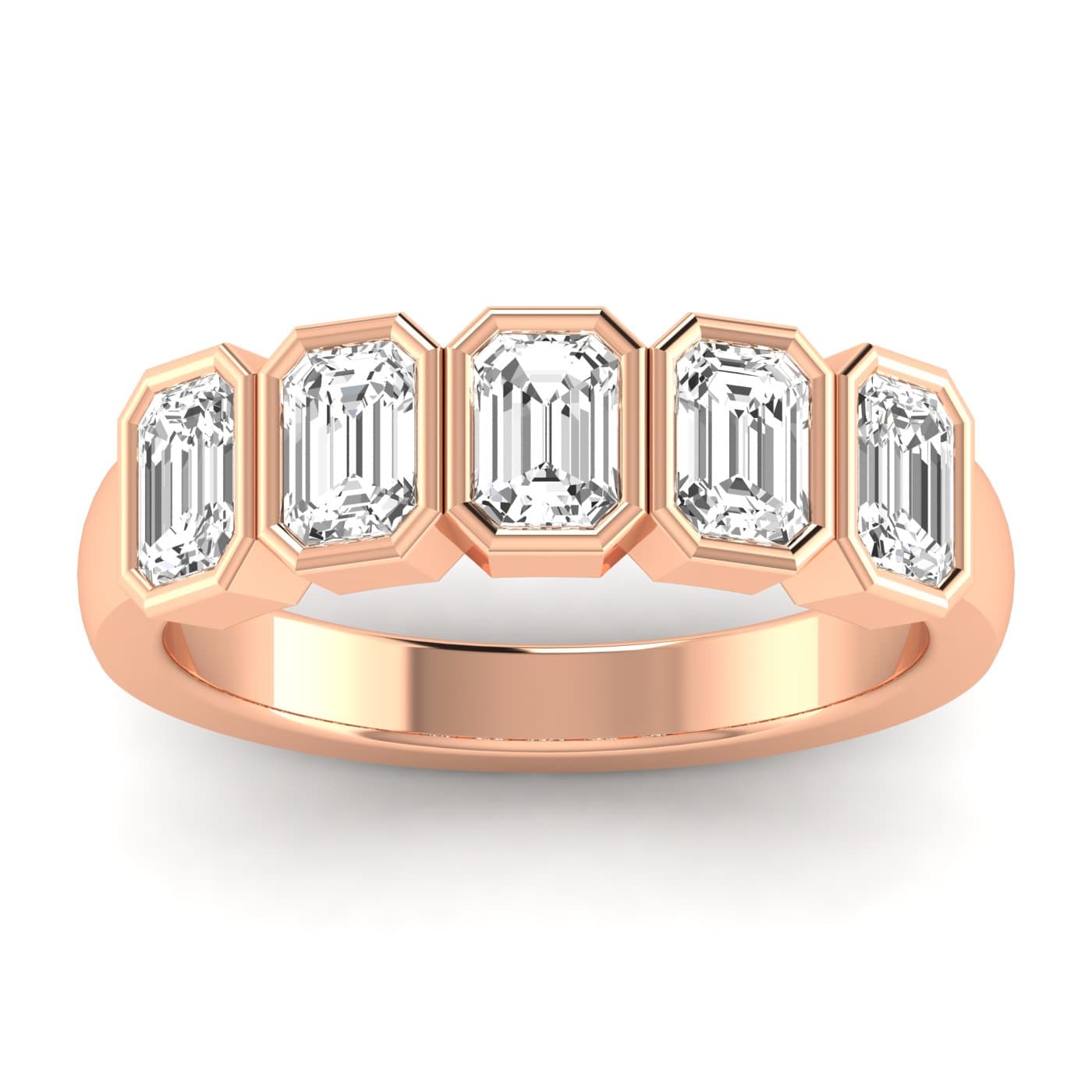 5 Stone Emerald Ring (1 1/2 ct. tw.), Front view in rose gold