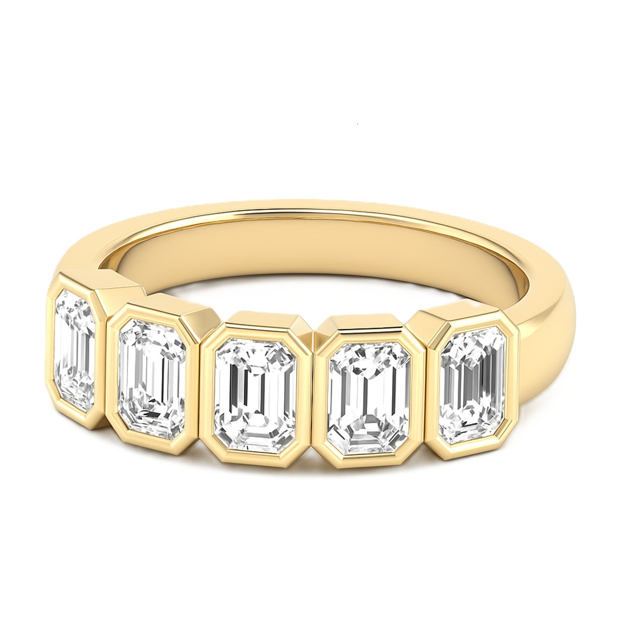5 Stone Emerald Ring (1 1/2 ct. tw.), On hand view in yellow gold