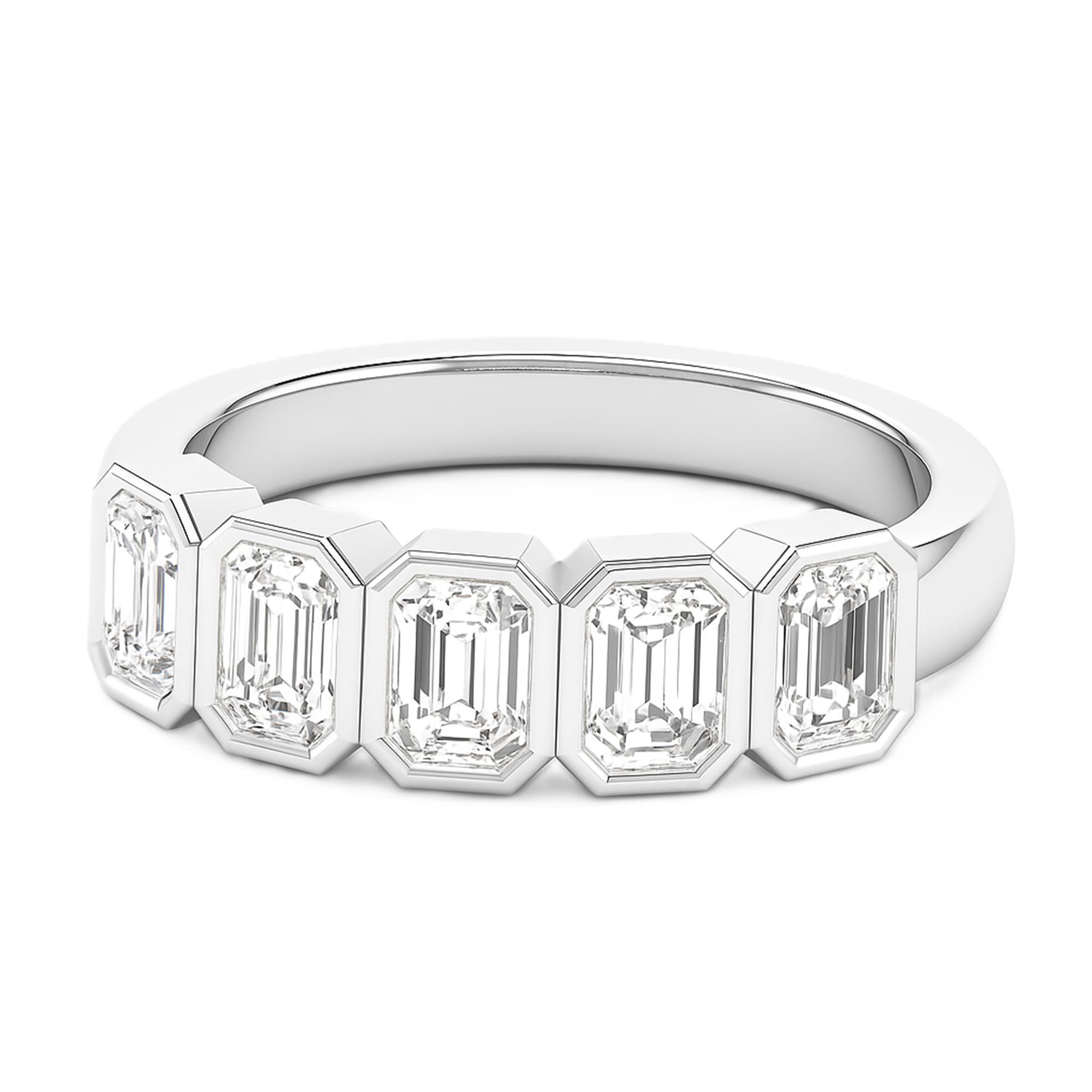 5 Stone Emerald Ring (1 1/2 ct. tw.), On hand view in white gold or platinum