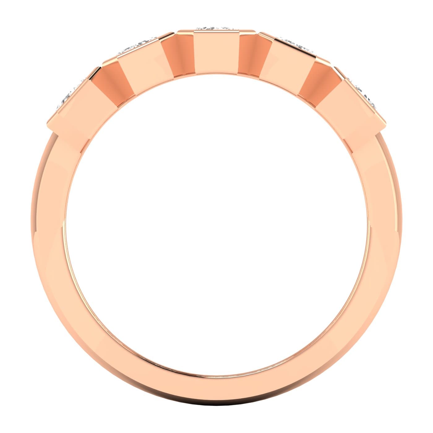 5 Stone Emerald Ring (1 1/2 ct. tw.), Side view in rose gold