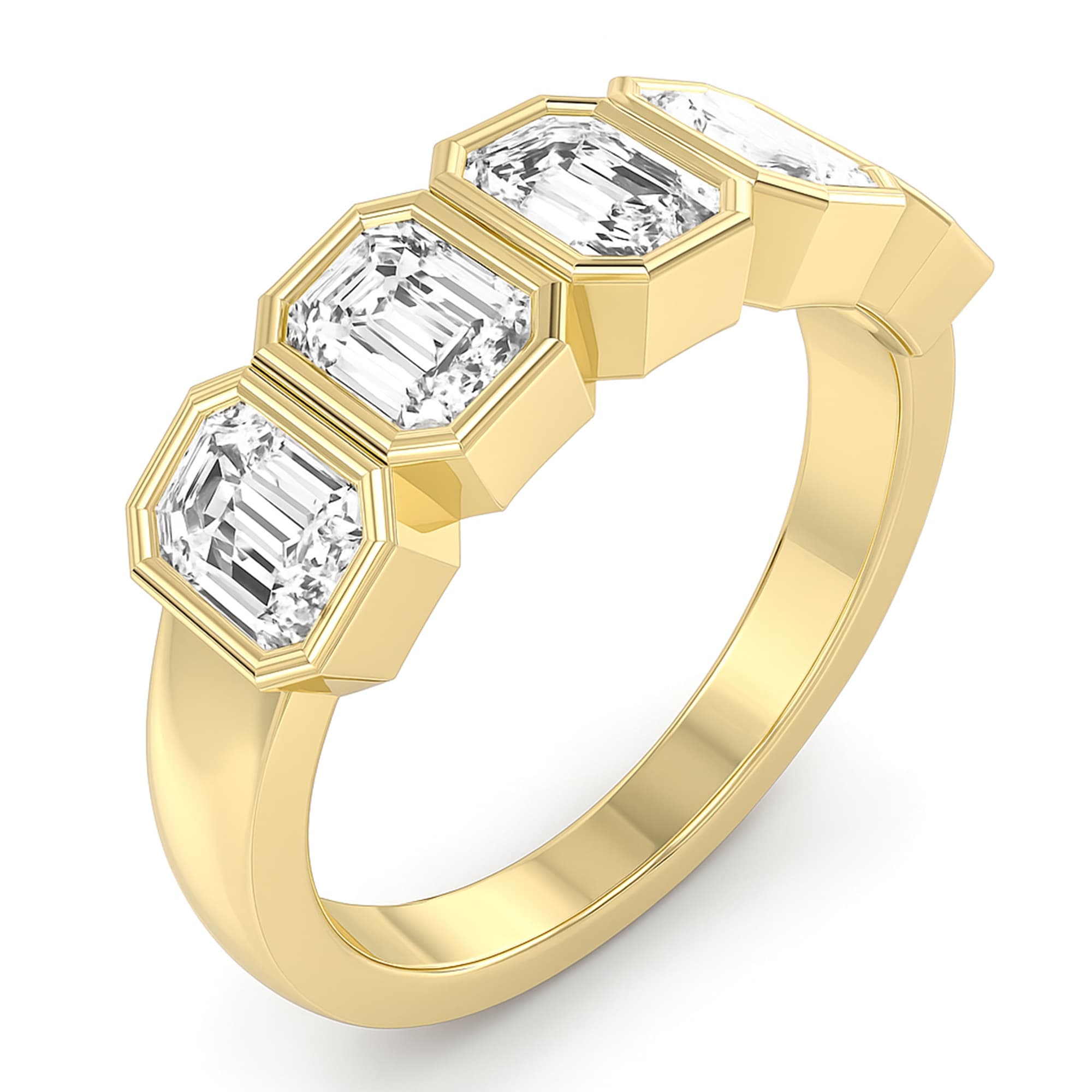 5 Stone Emerald Ring (1 1/2 ct. tw.), Top view in yellow gold