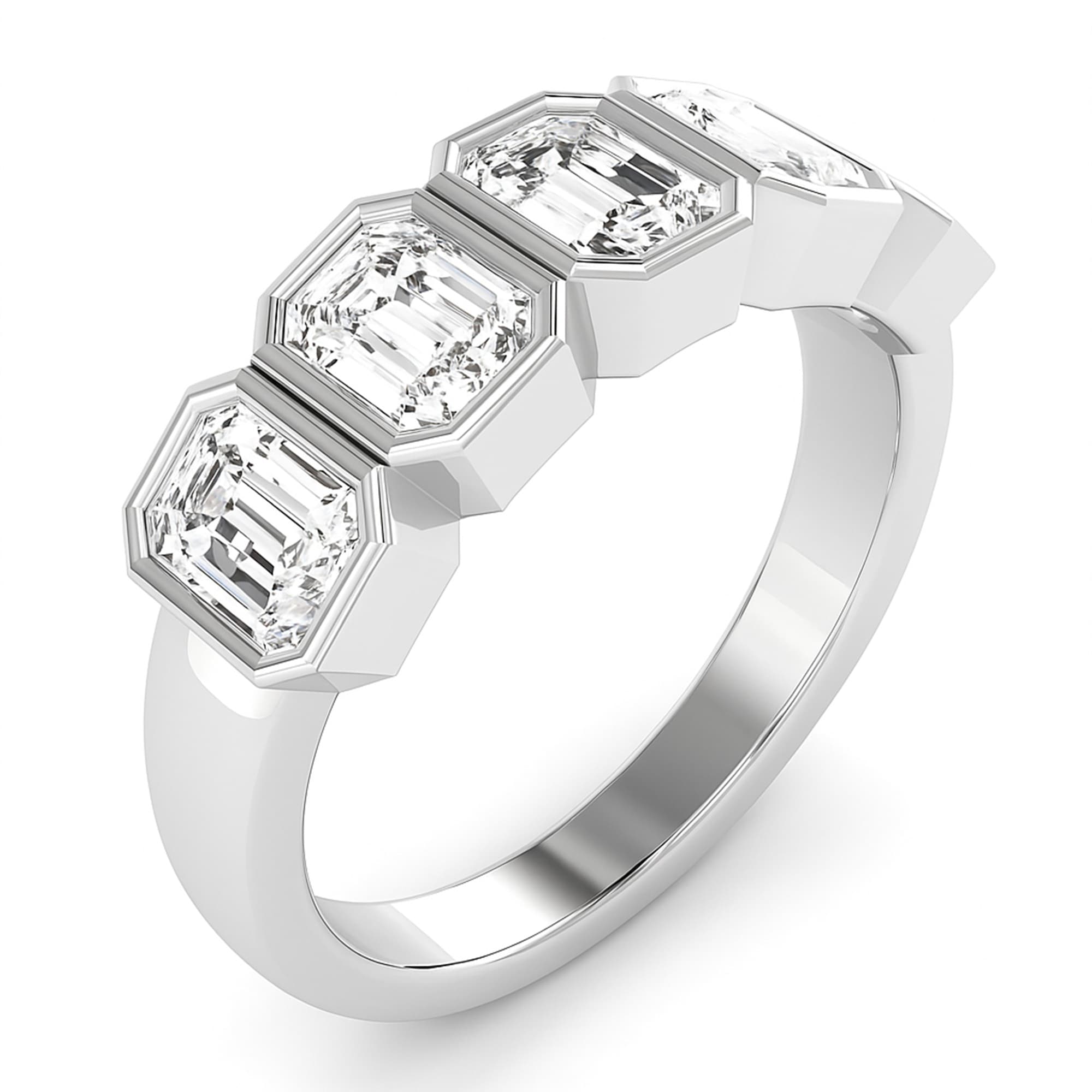 5 Stone Emerald Ring (1 1/2 ct. tw.), Top view in white gold or platinum