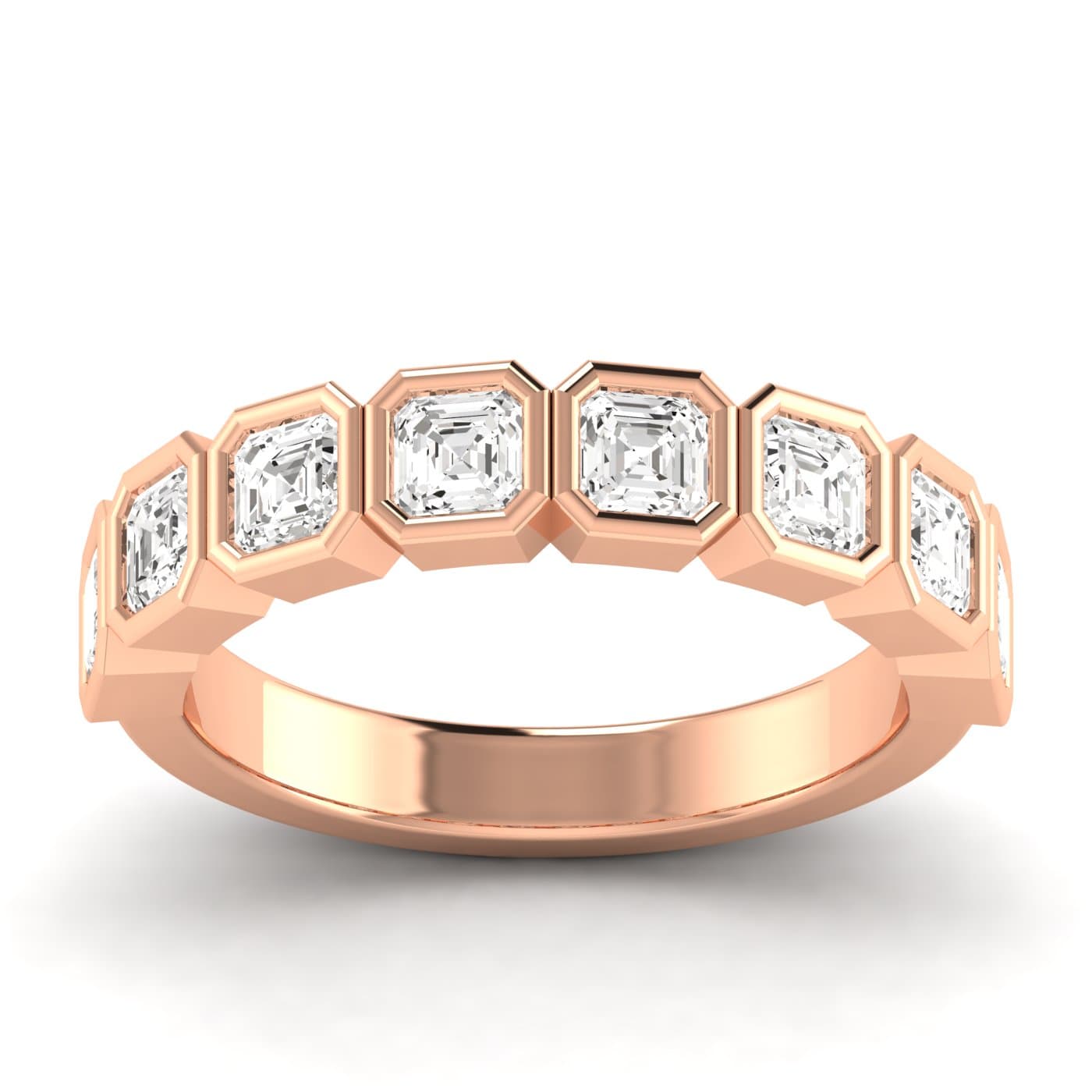 Asscher Half Eternity Ring (1 1/2 ct. tw.), Front view in rose gold