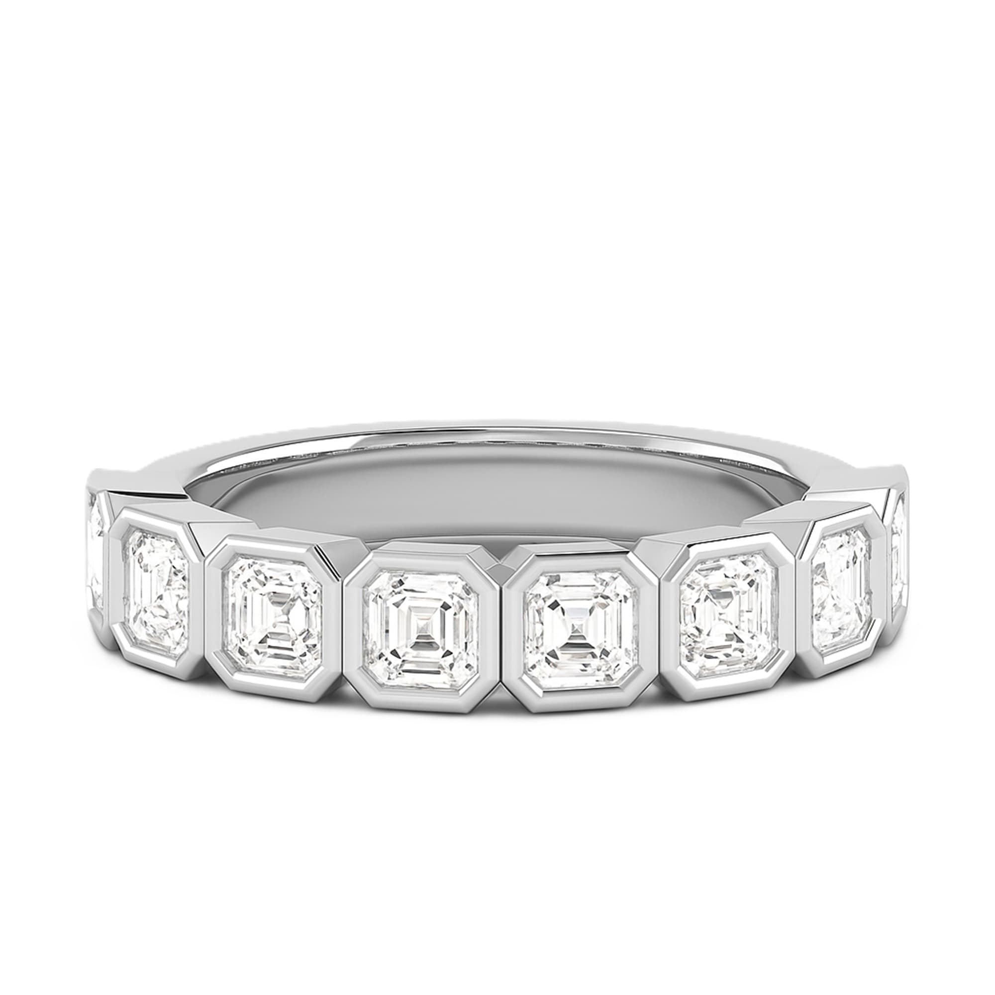 Asscher Half Eternity Ring (1 1/2 ct. tw.), On hand view in white gold or platinum