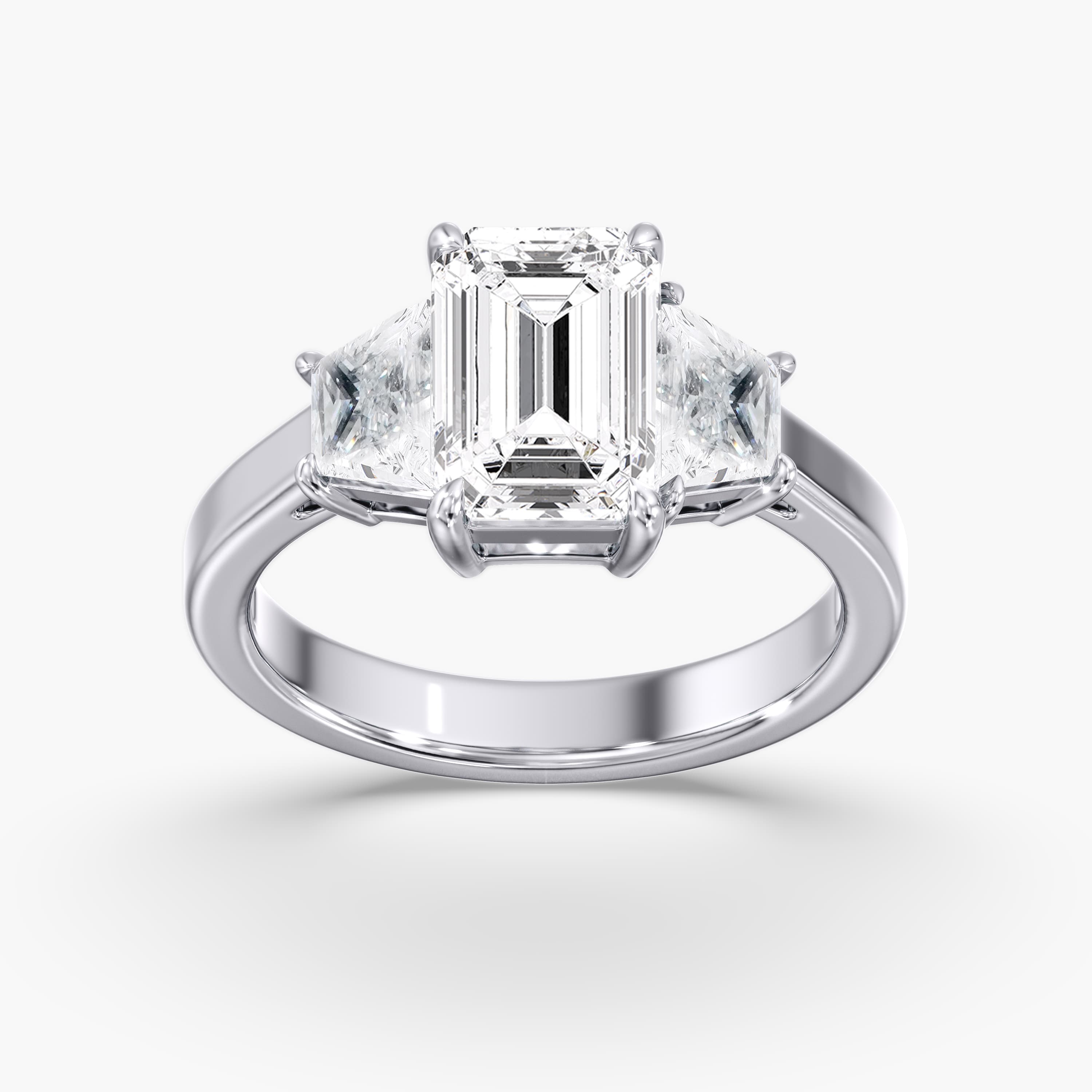 3 STONE ENGAGEMENT RING — style L0230R in 14k White Gold