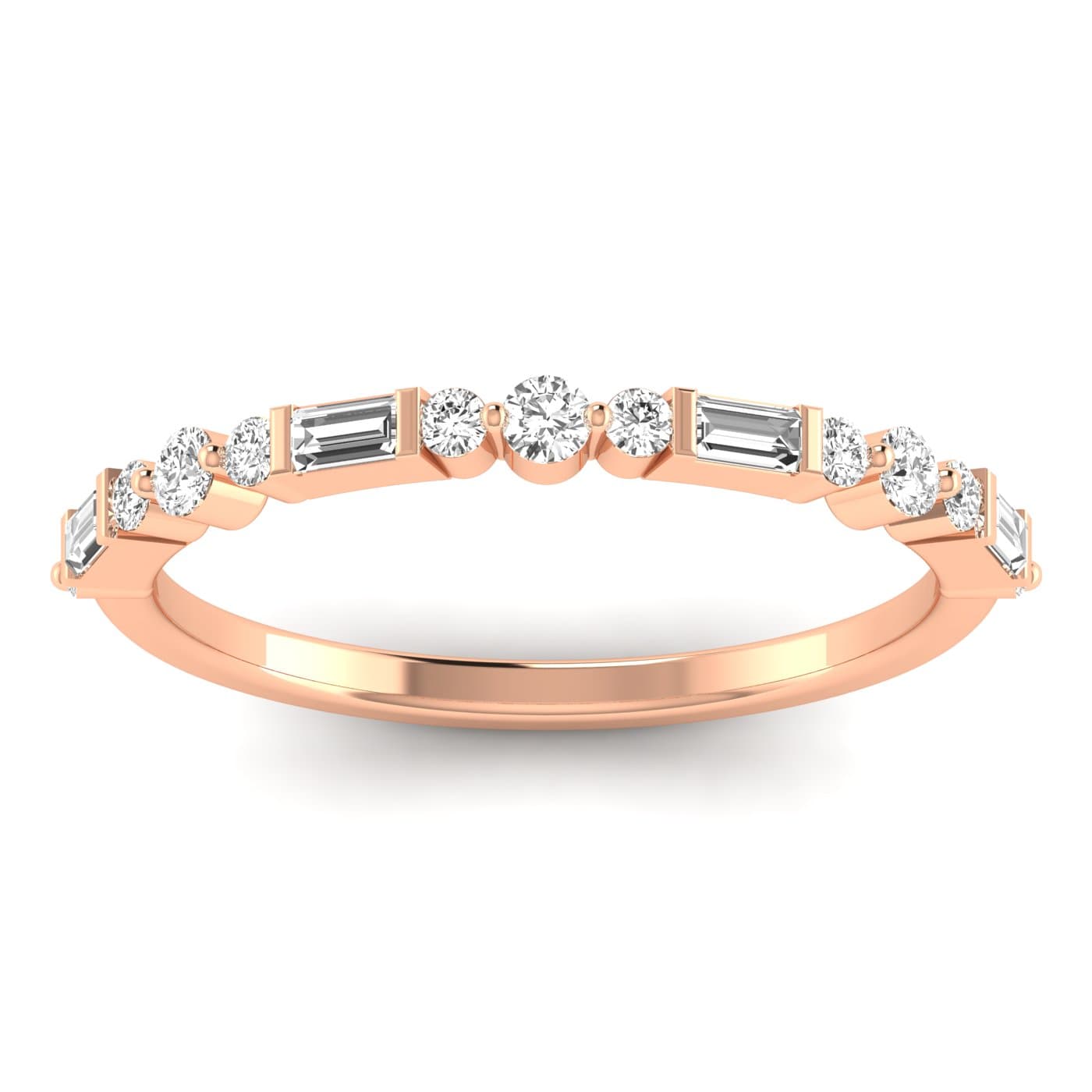 Round Baguette Stack Half Band (0.3 ct. tw.), Front view in rose gold