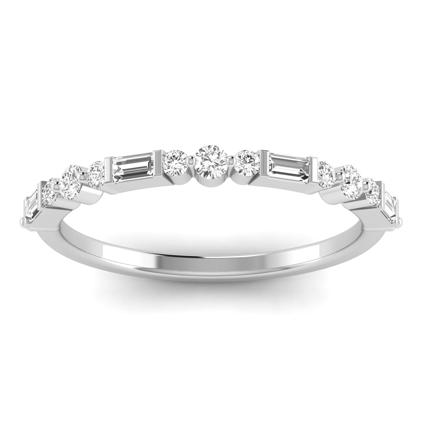 Round Baguette Stack Half Band — View 1