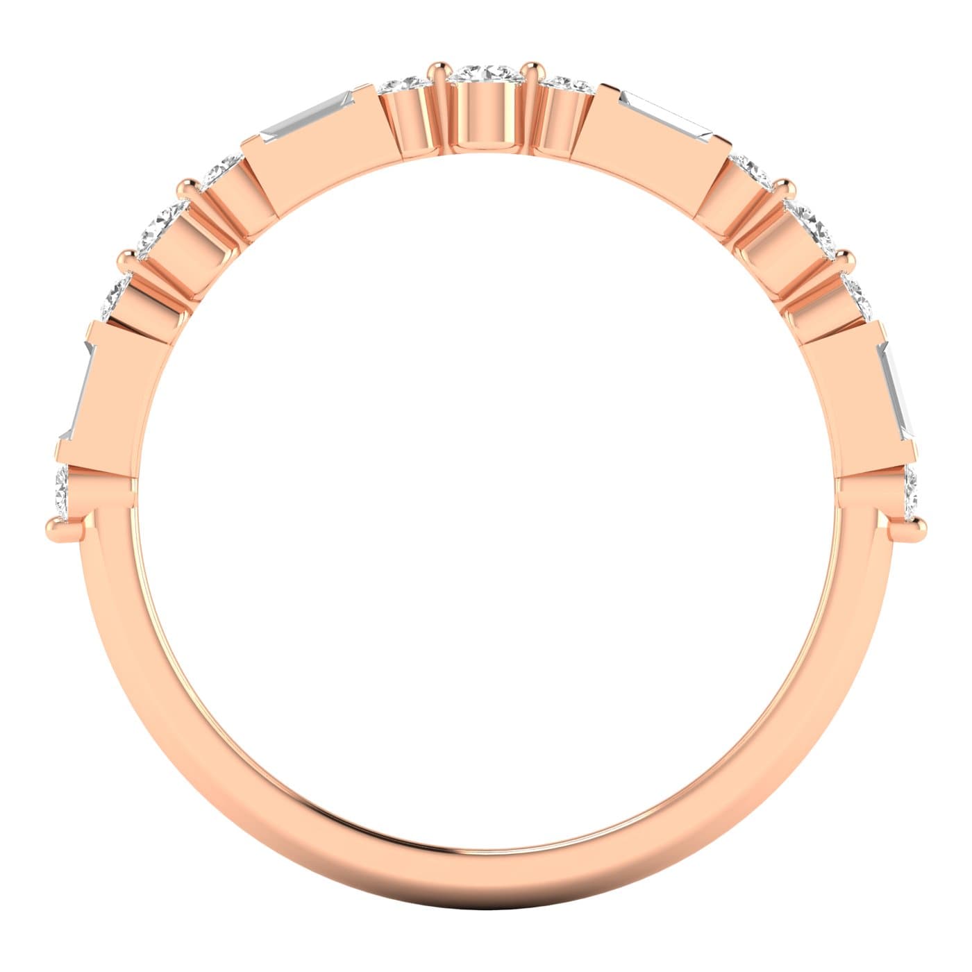 Round Baguette Stack Half Band (0.3 ct. tw.), Side view in rose gold