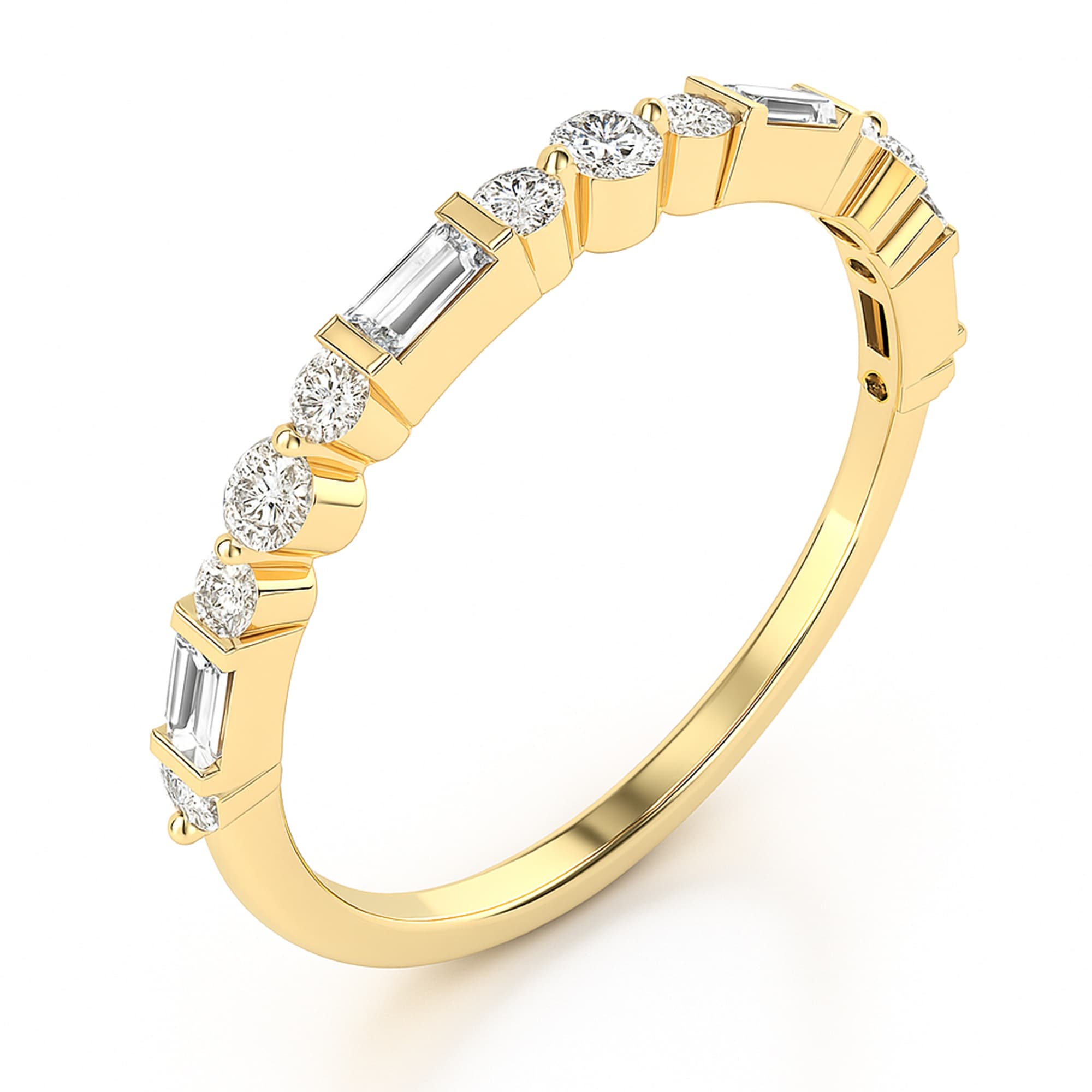 Round Baguette Stack Half Band (0.3 ct. tw.), Top view in yellow gold