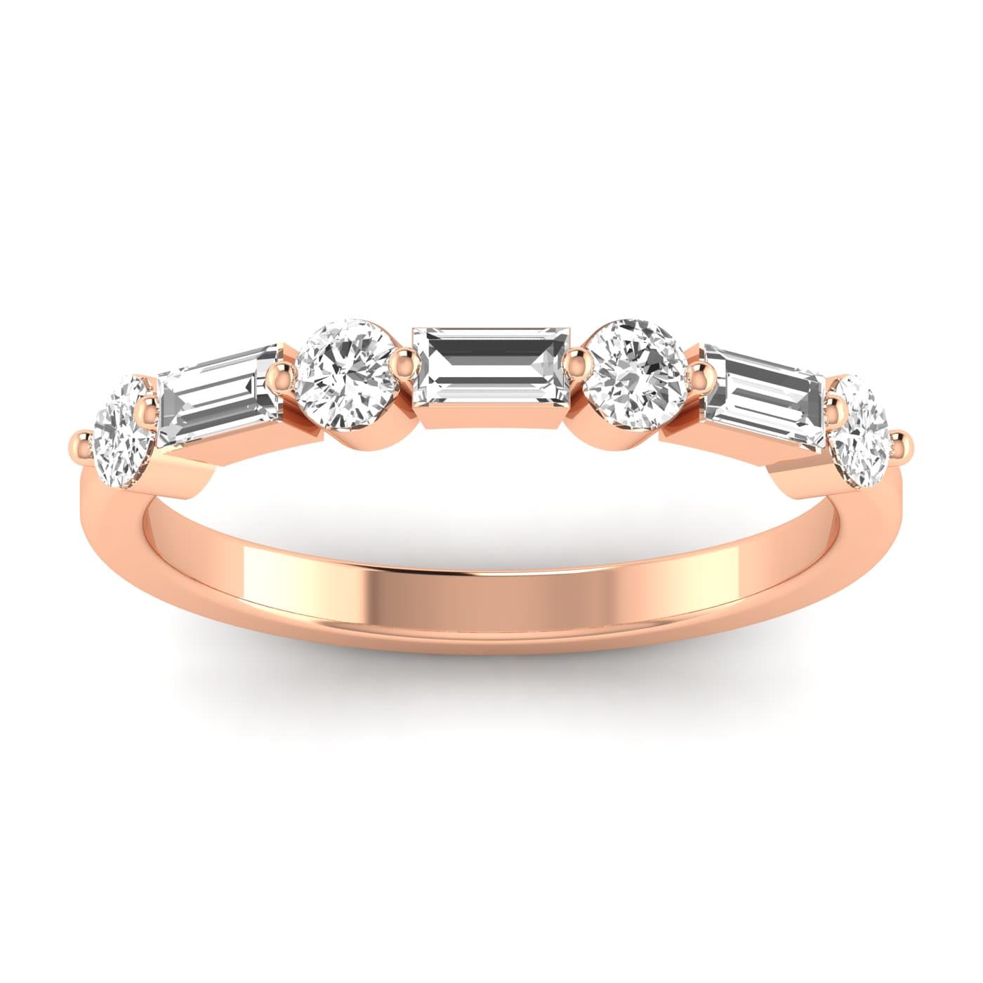 Round Baguette Stack Half Band (1/2 ct. tw.), Front view in rose gold