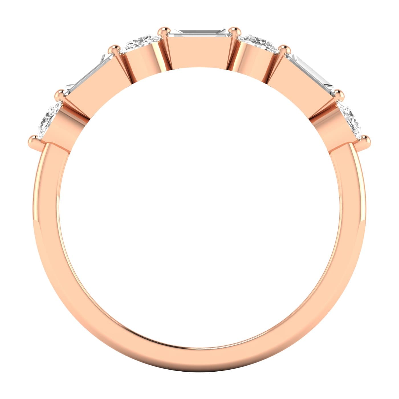Round Baguette Stack Half Band (1/2 ct. tw.), Side view in rose gold