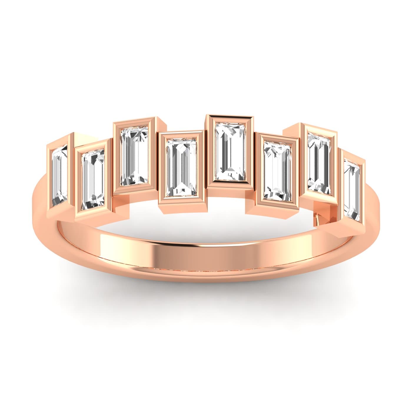 Baguette Stack Band (1/2 ct. tw.), Front view in rose gold