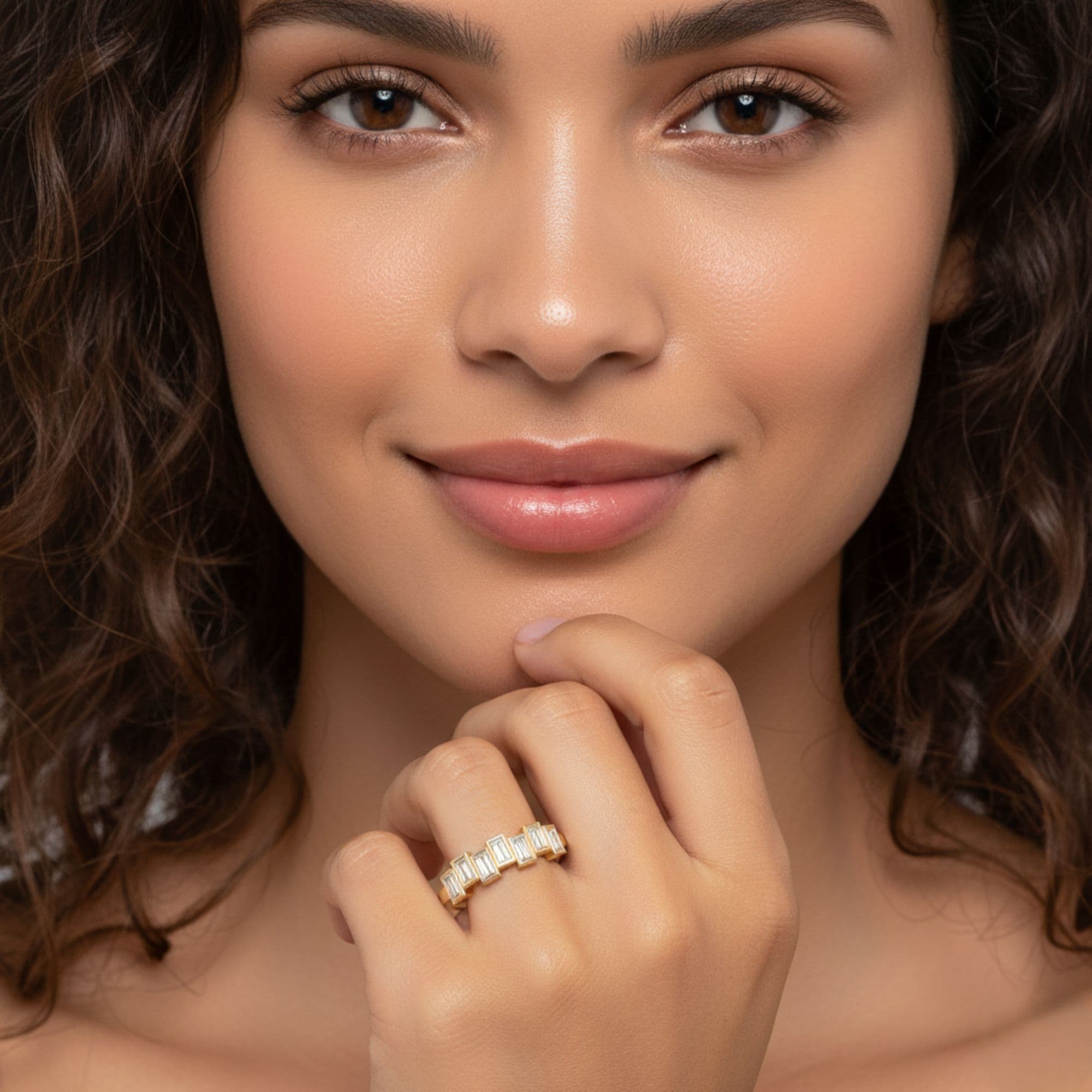 Baguette Stack Band (1/2 ct. tw.), Angle view in yellow gold