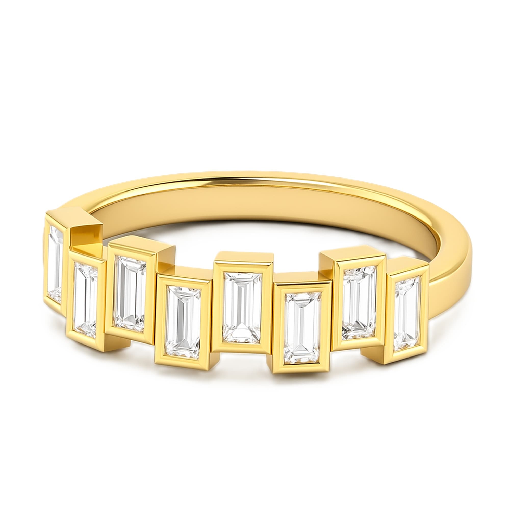 Baguette Stack Band (1/2 ct. tw.), On hand view in yellow gold