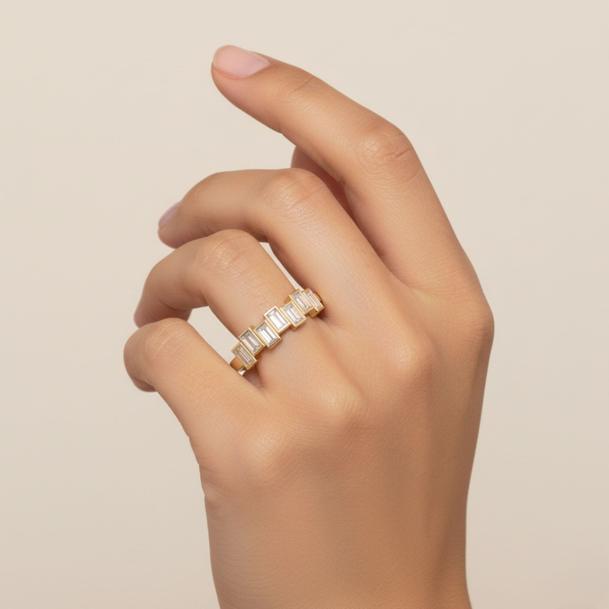 Baguette Stack Band (1/2 ct. tw.), Side view in yellow gold