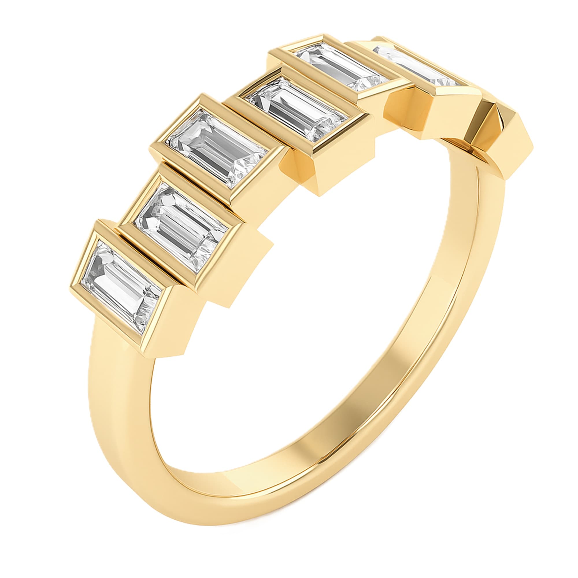 Baguette Stack Band (1/2 ct. tw.), Top view in yellow gold