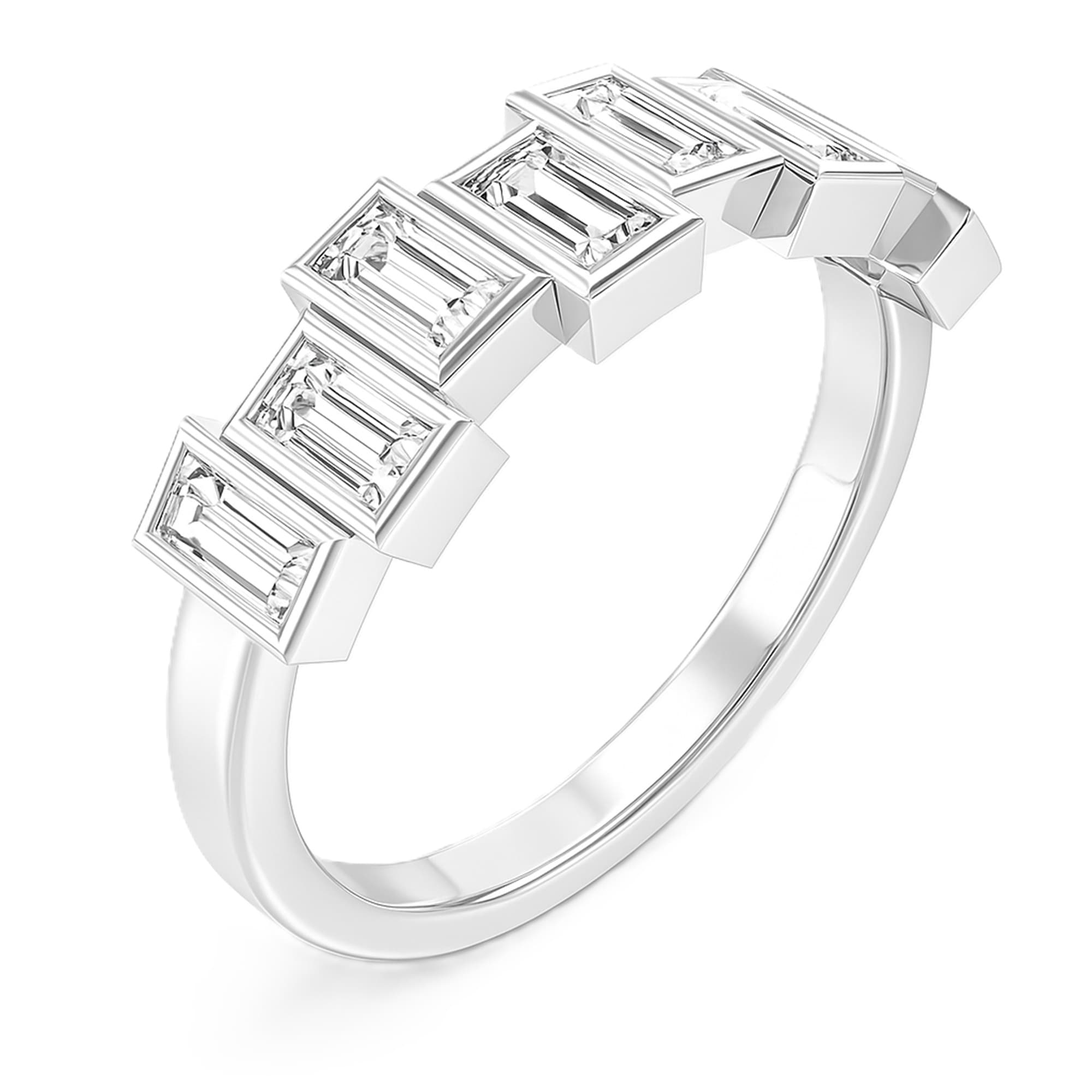 Baguette Stack Band (1/2 ct. tw.), Top view in white gold or platinum