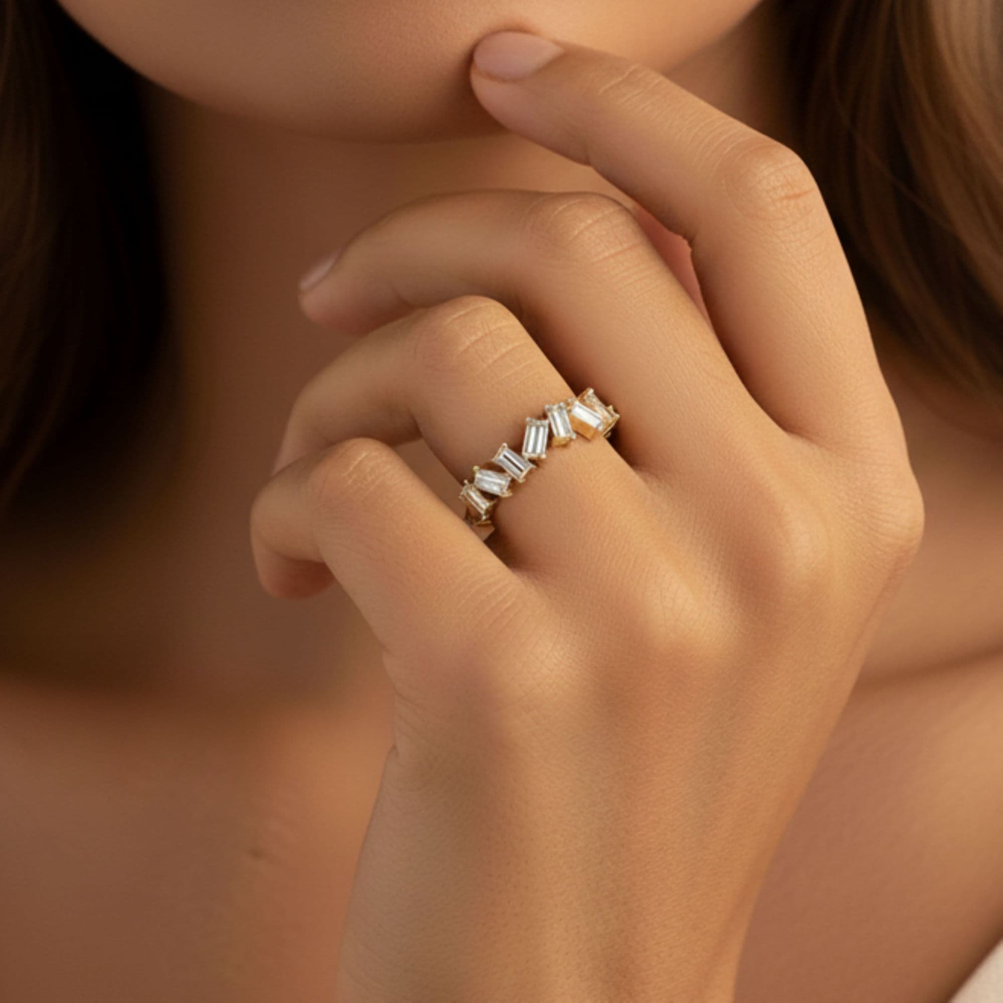 Baguette Stack Band (0.6 ct. tw.), Front view in yellow gold