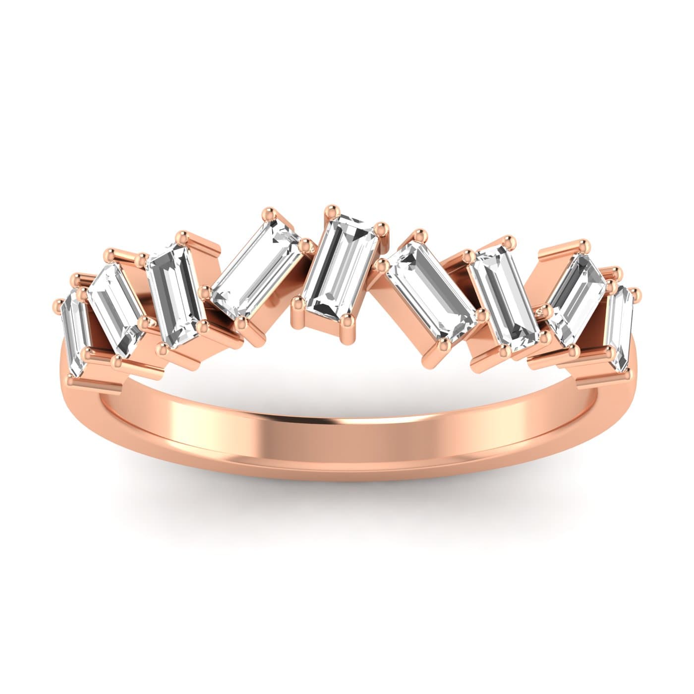 Baguette Stack Band (0.6 ct. tw.), Front view in rose gold