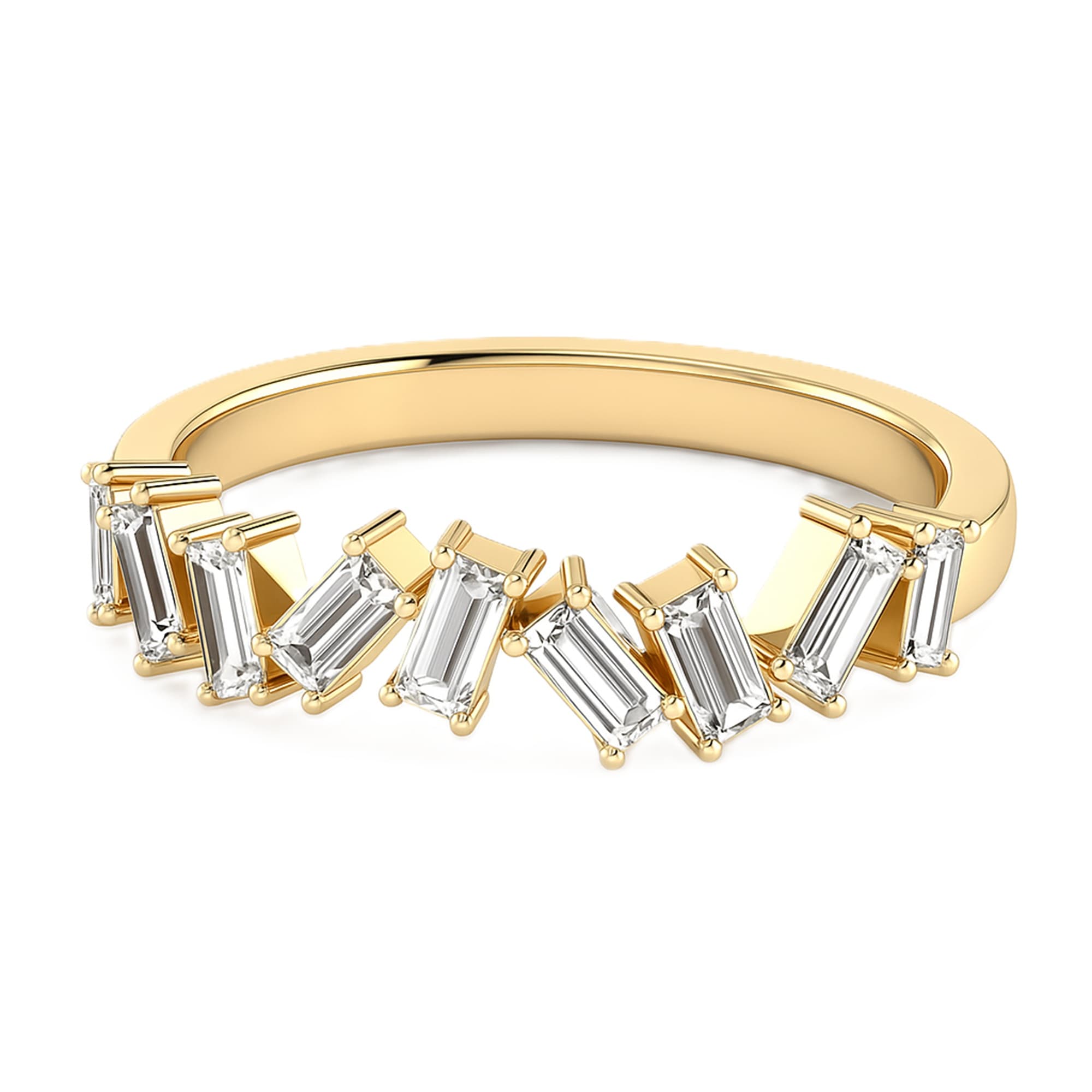 Baguette Stack Band (0.6 ct. tw.), On hand view in yellow gold