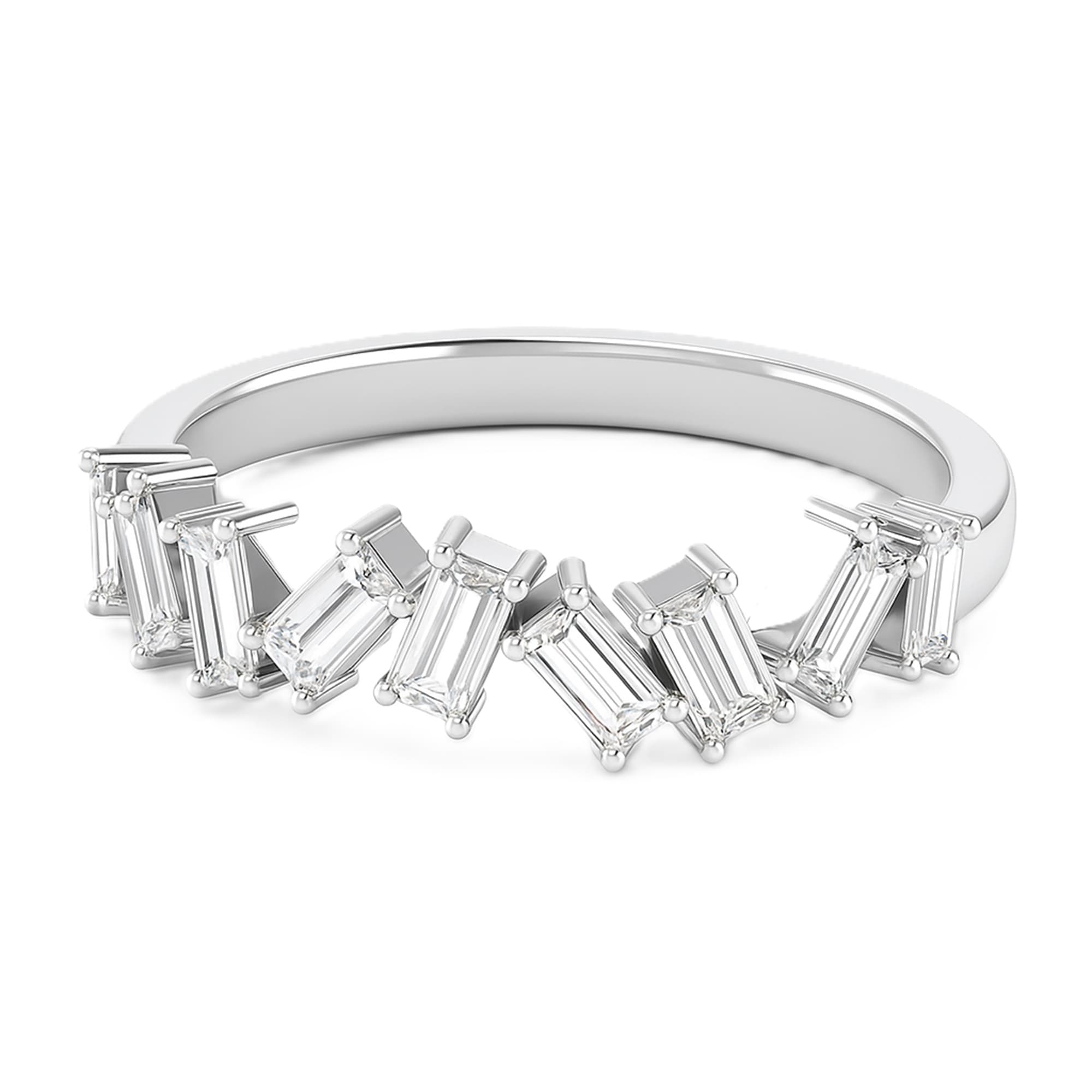 Baguette Stack Band (0.6 ct. tw.), On hand view in white gold or platinum
