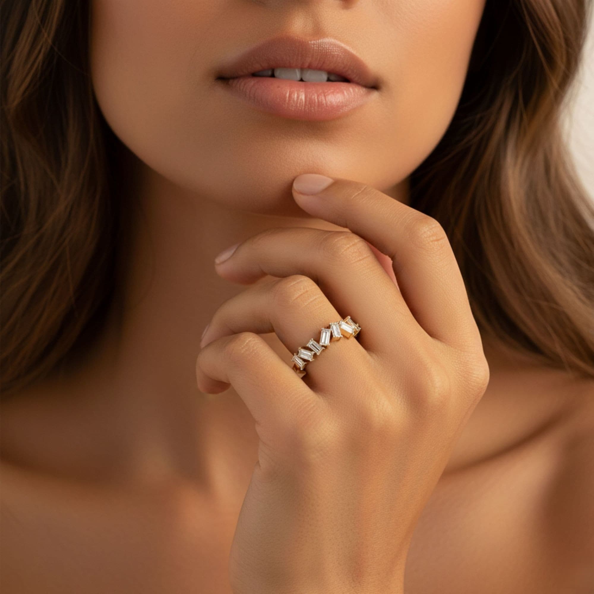 Baguette Stack Band (0.6 ct. tw.), Side view in yellow gold