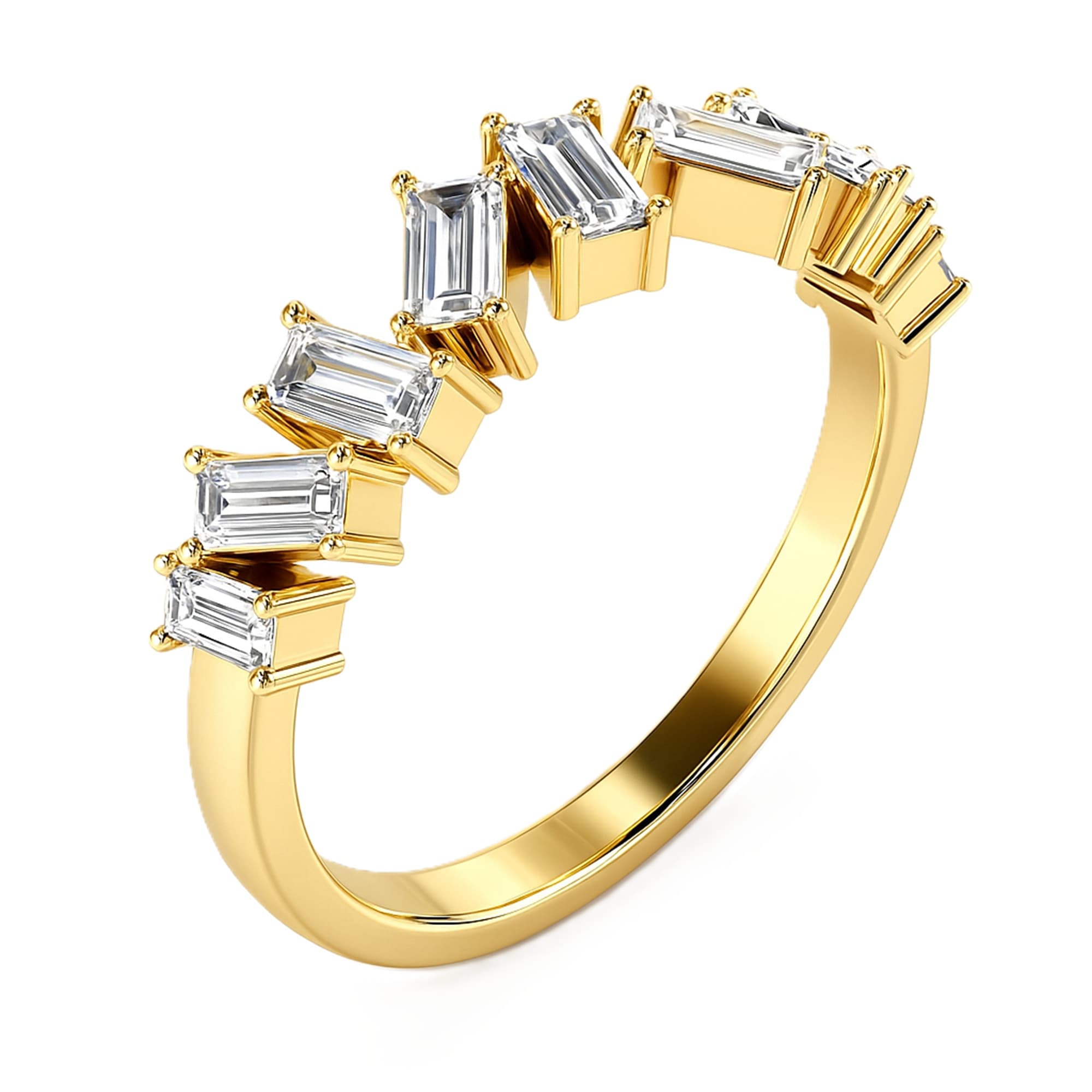 Baguette Stack Band (0.6 ct. tw.), Top view in yellow gold