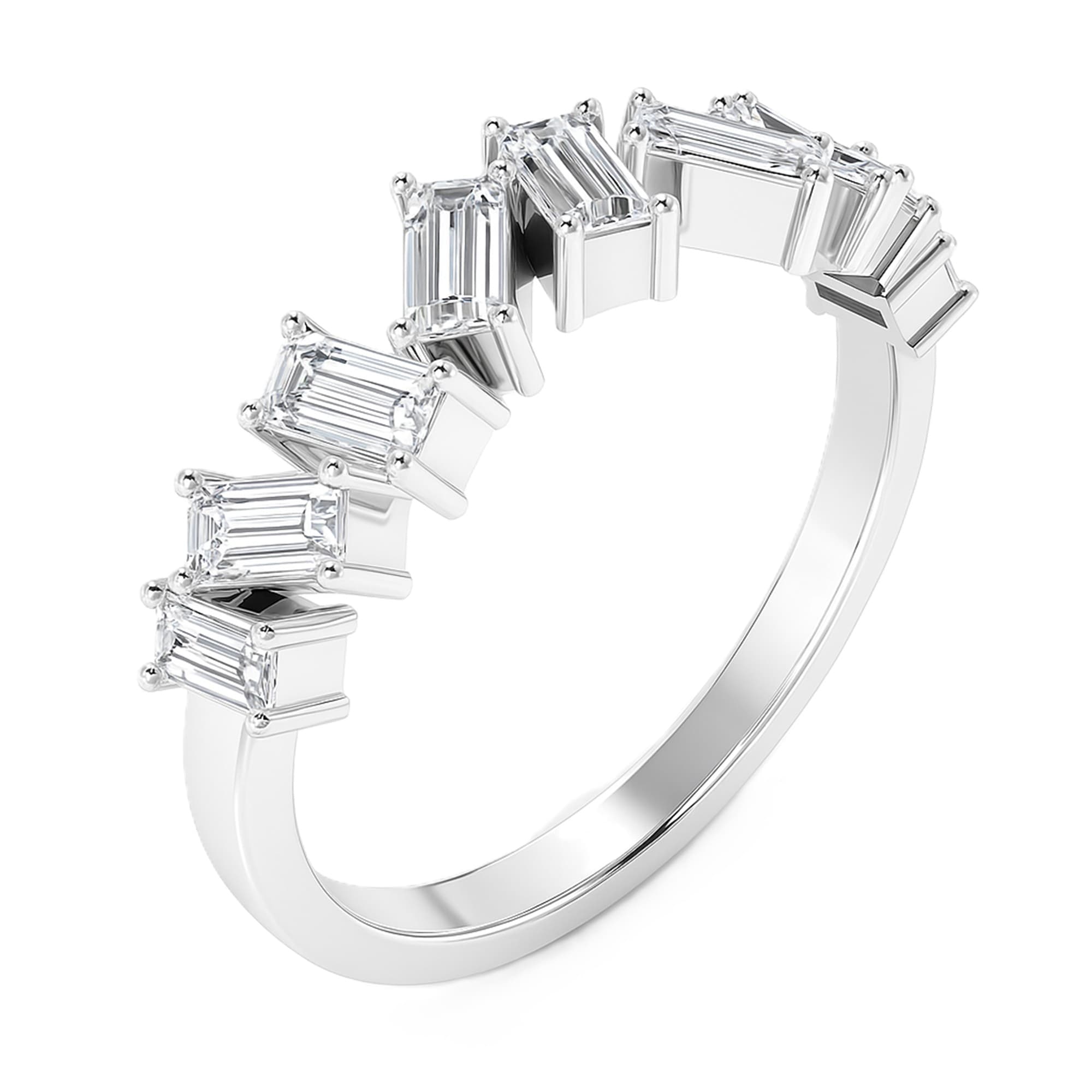 Baguette Stack Band (0.6 ct. tw.), Top view in white gold or platinum