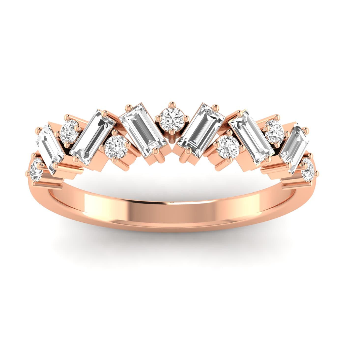 Round Baguette Stack Band (1/2 ct. tw.), Front view in rose gold