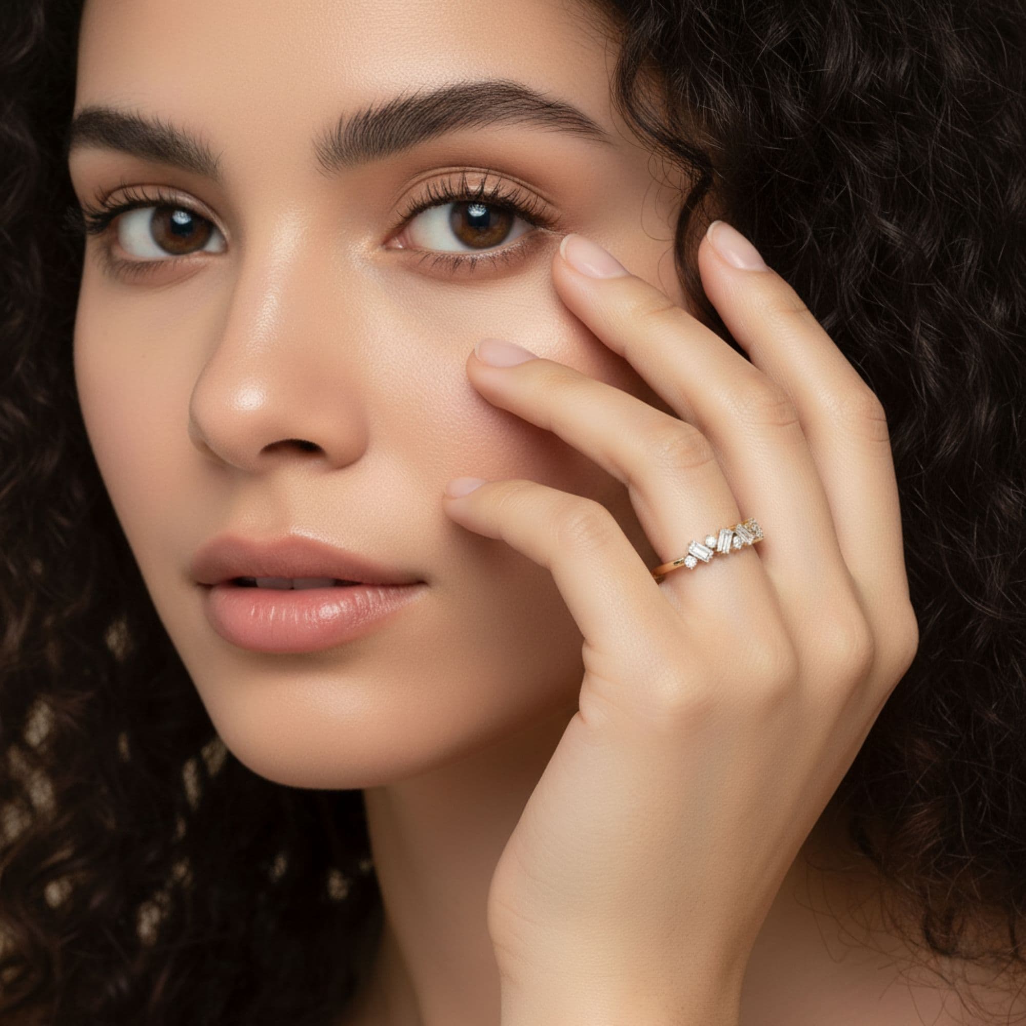 Round Baguette Stack Band (1/2 ct. tw.), Angle view in yellow gold