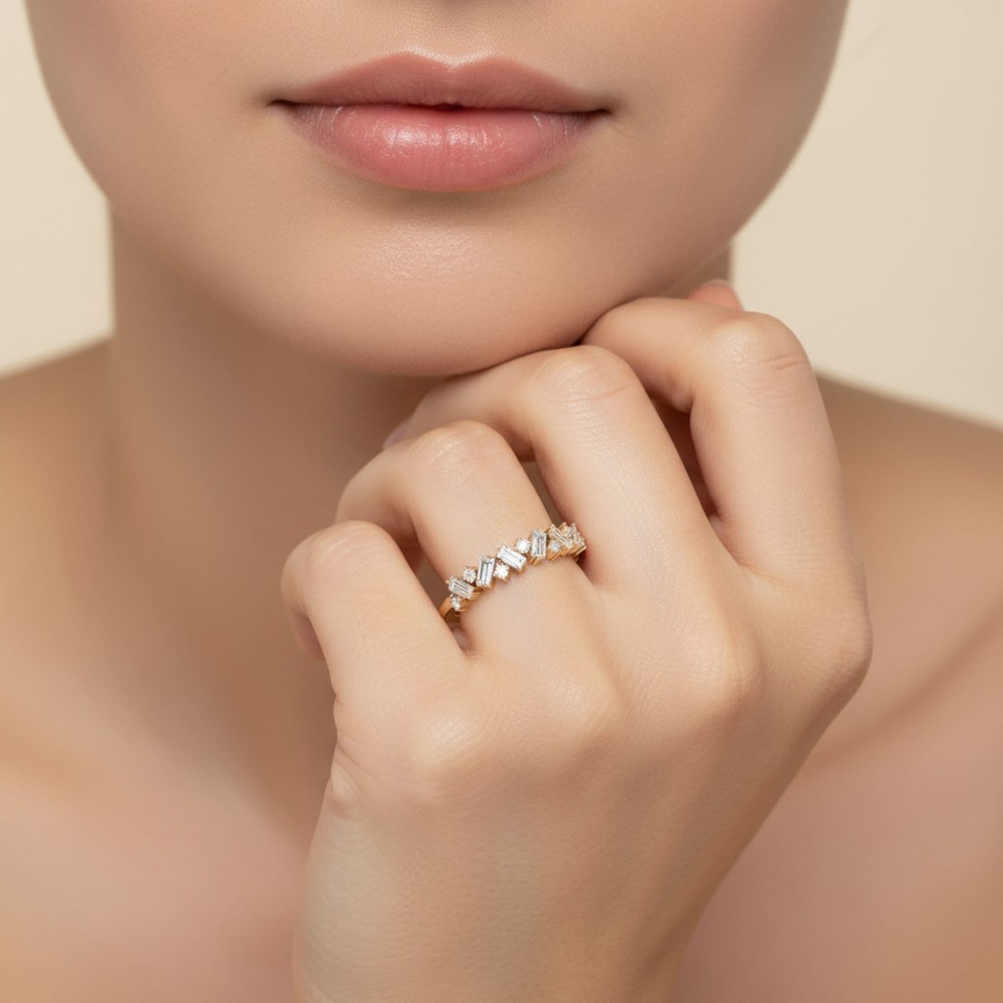 Round Baguette Stack Band (1/2 ct. tw.), Side view in yellow gold