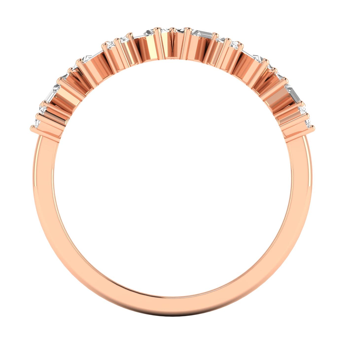 Round Baguette Stack Band (1/2 ct. tw.), Side view in rose gold