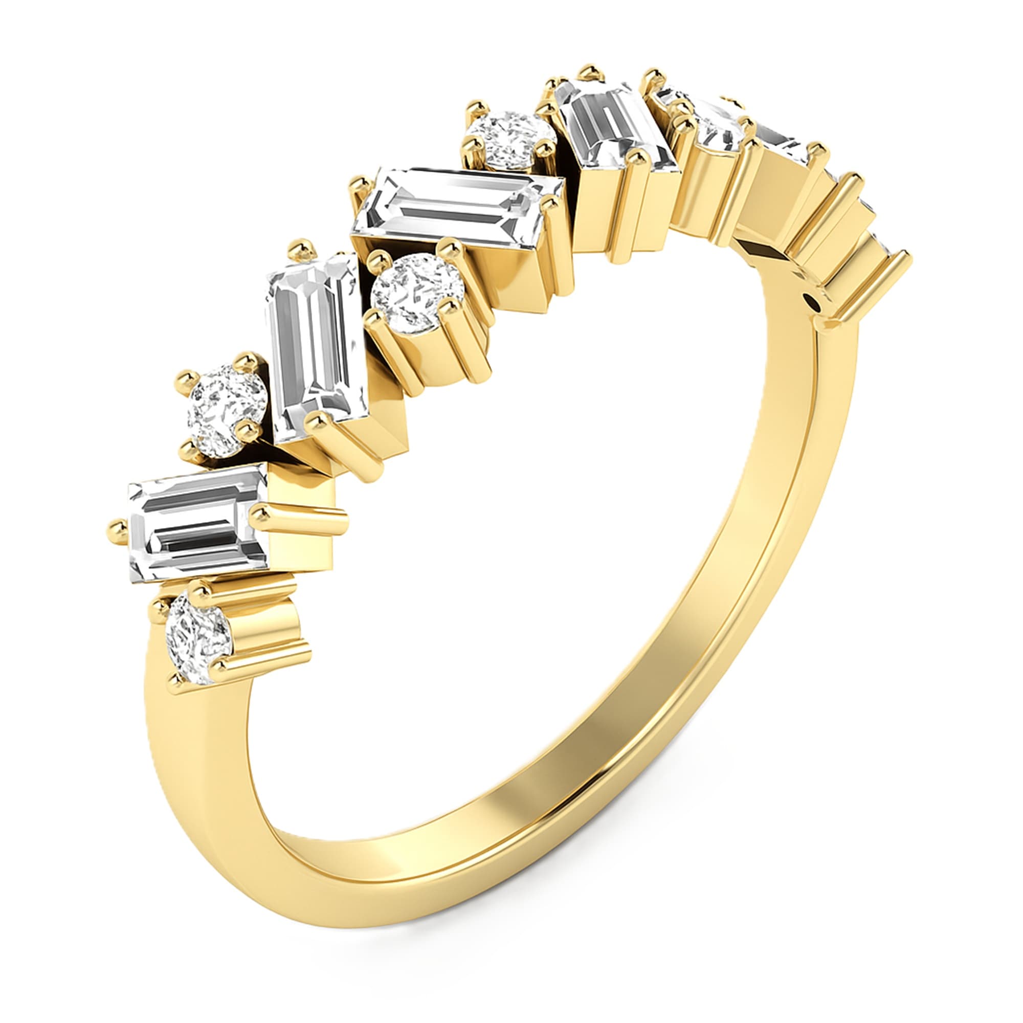 Round Baguette Stack Band (1/2 ct. tw.), Top view in yellow gold