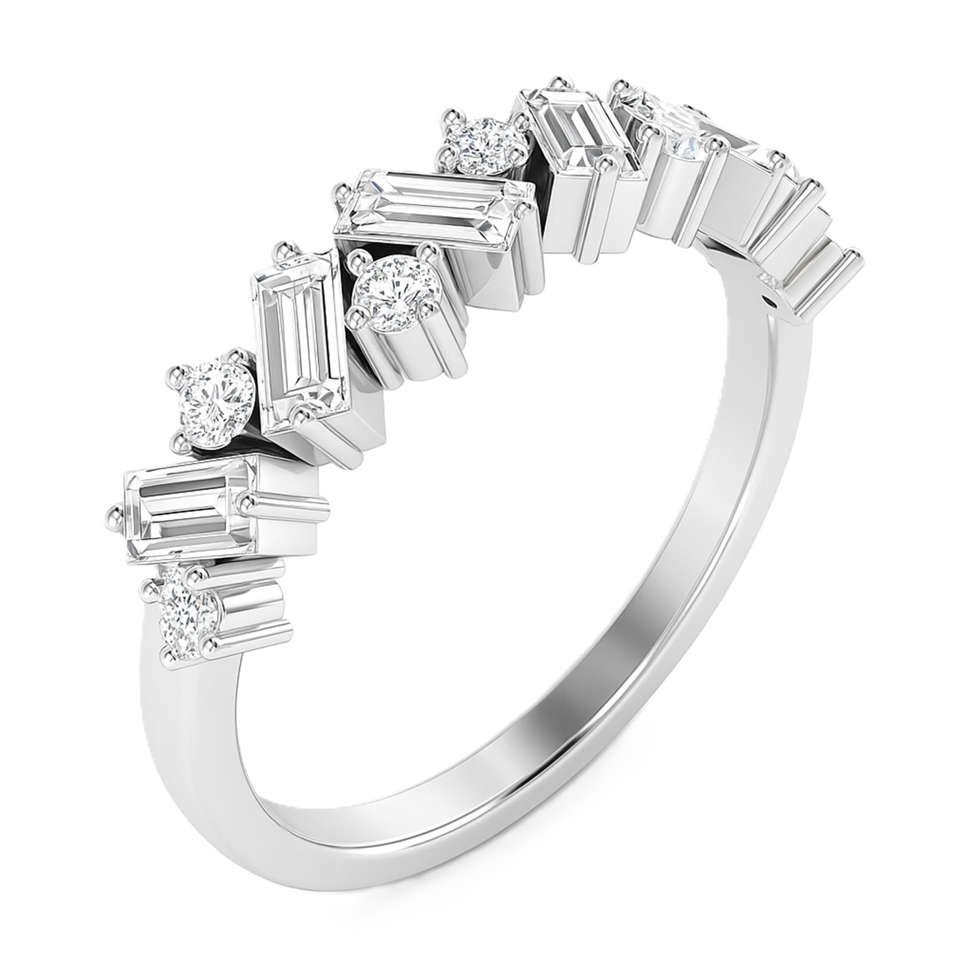 Round Baguette Stack Band (1/2 ct. tw.), Top view in white gold or platinum