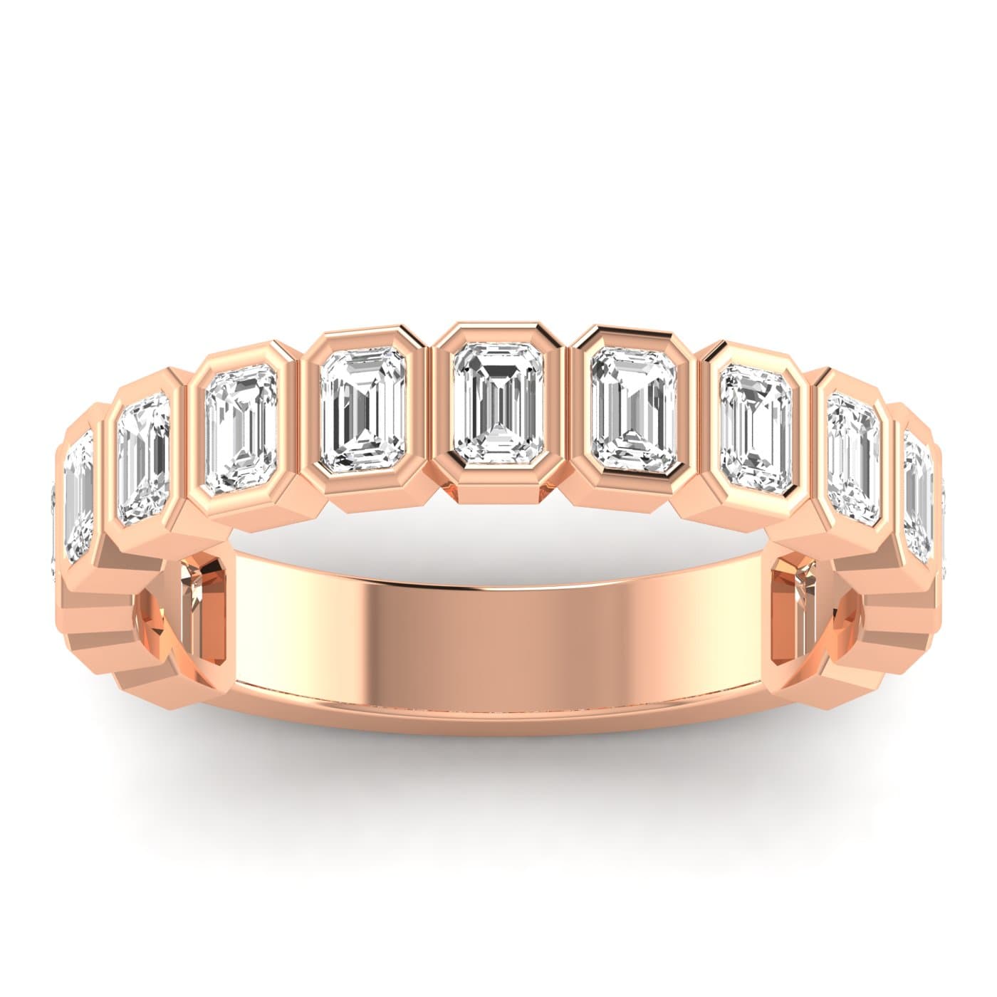 Emerald Half Eternity (1.6 ct. tw.), Front view in rose gold