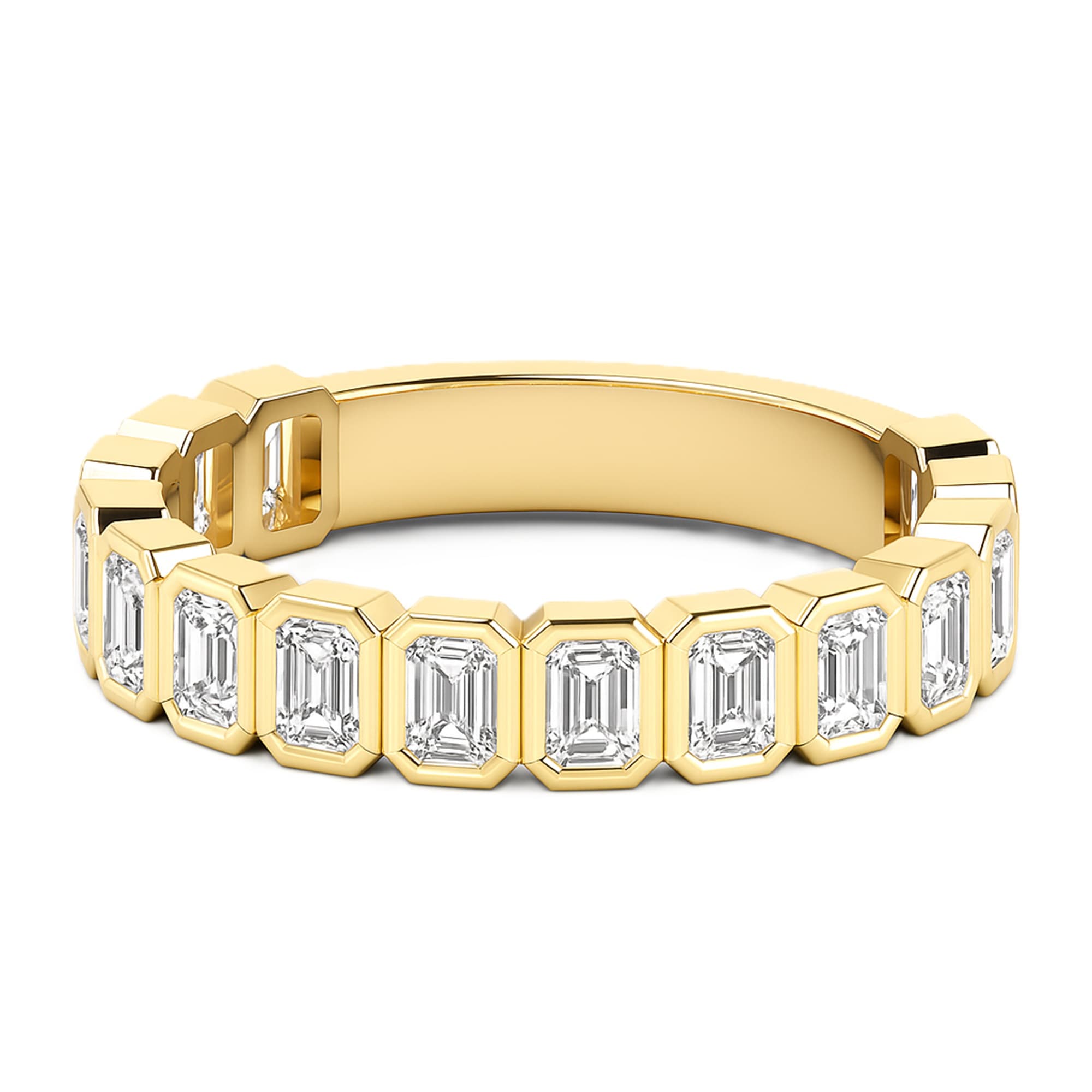 Emerald Half Eternity (1.6 ct. tw.), On hand view in yellow gold